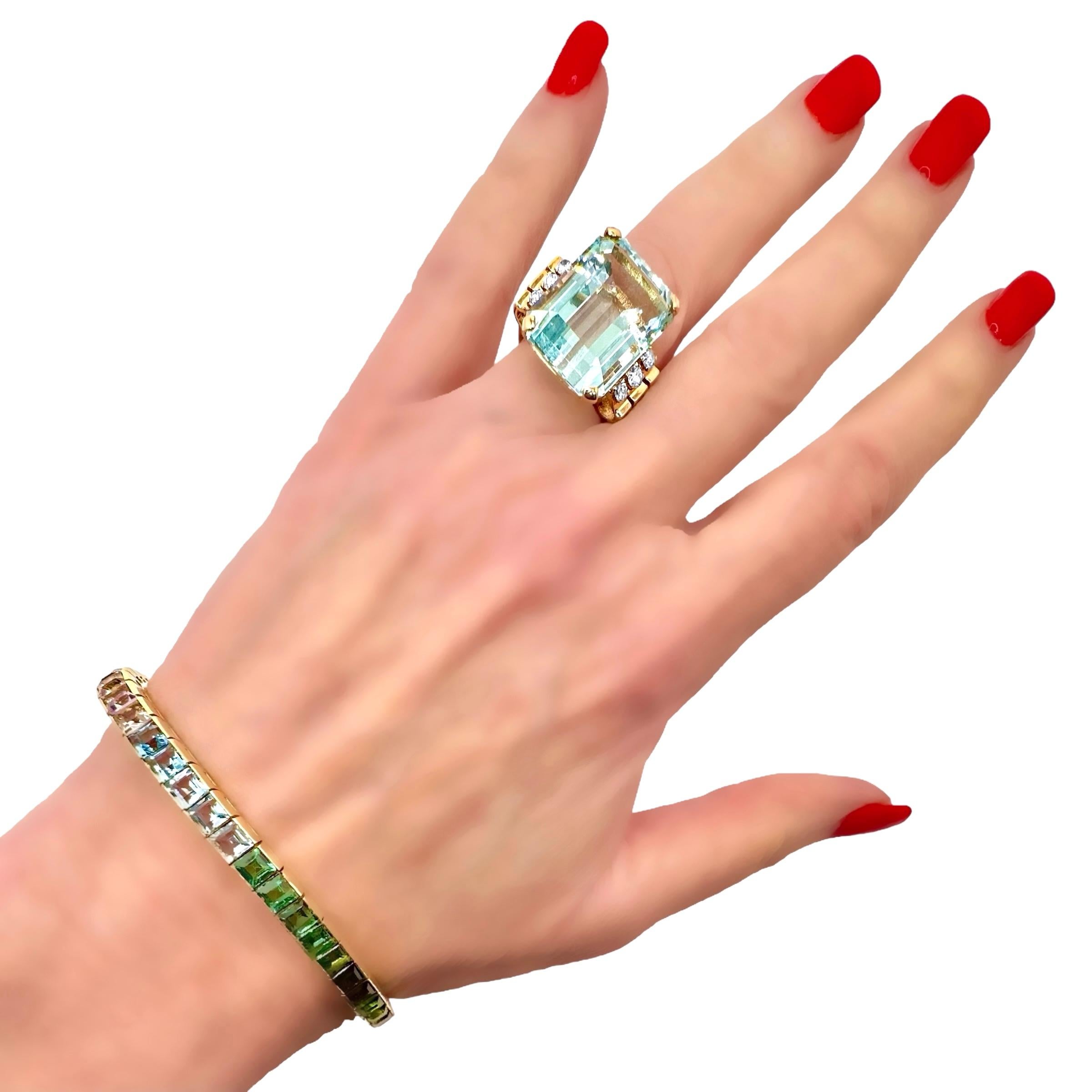 Bracelet multi-pierres de couleur arc-en-ciel en or jaune 18 carats en vente 4