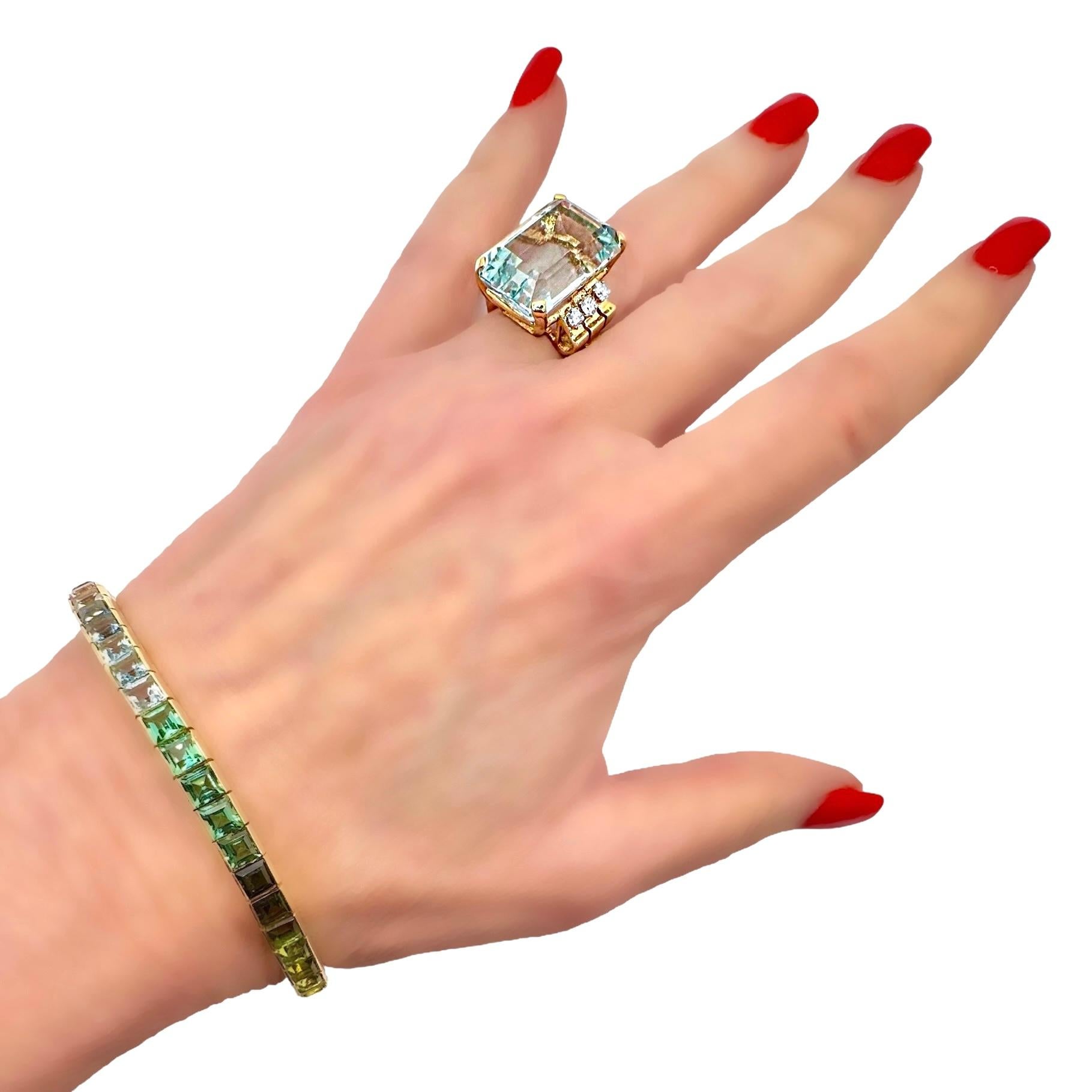 Bracelet multi-pierres de couleur arc-en-ciel en or jaune 18 carats en vente 5