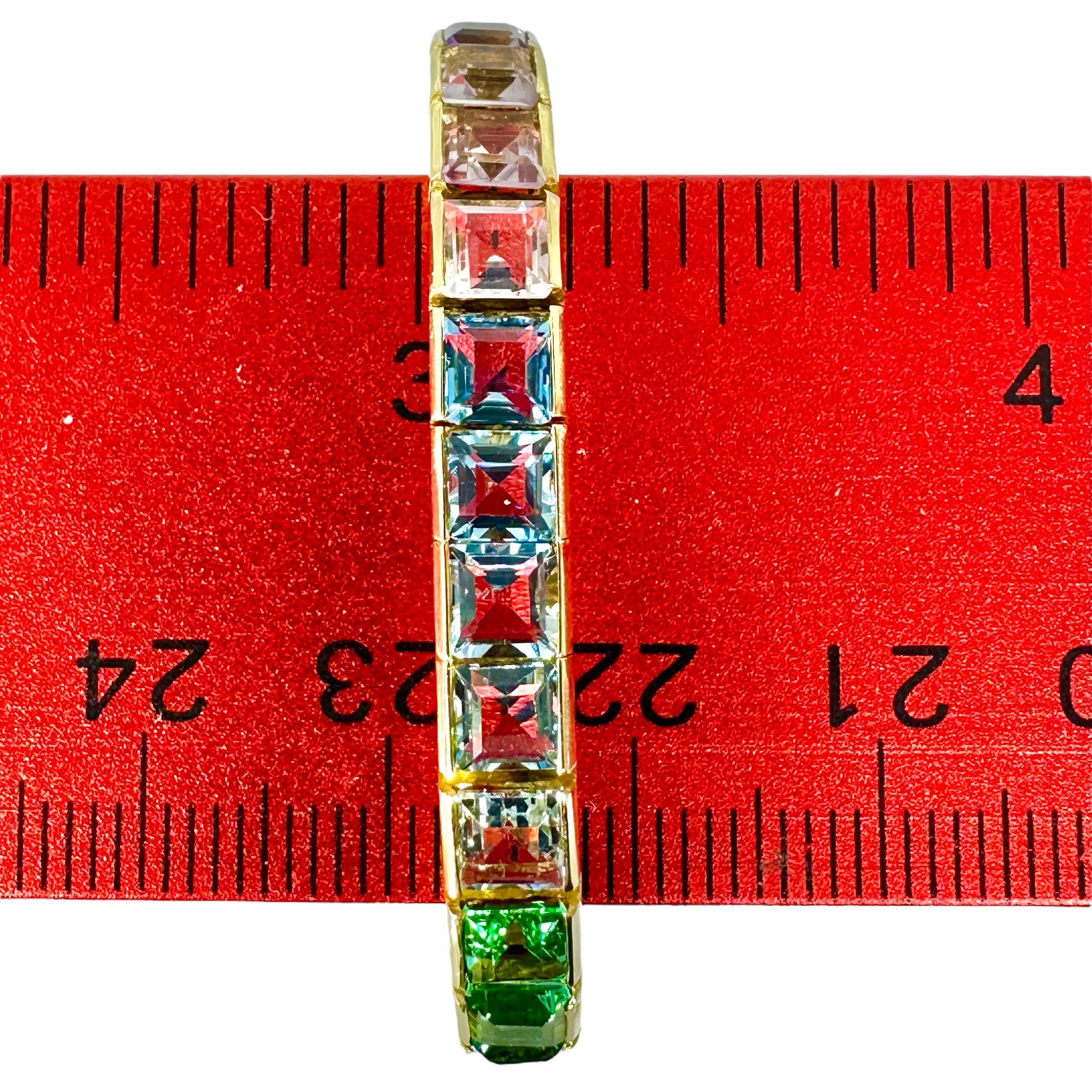 Bracelet multi-pierres de couleur arc-en-ciel en or jaune 18 carats en vente 3