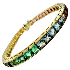Multistone Rainbow Spectrum Colored Bracelet in 18K Yellow Gold