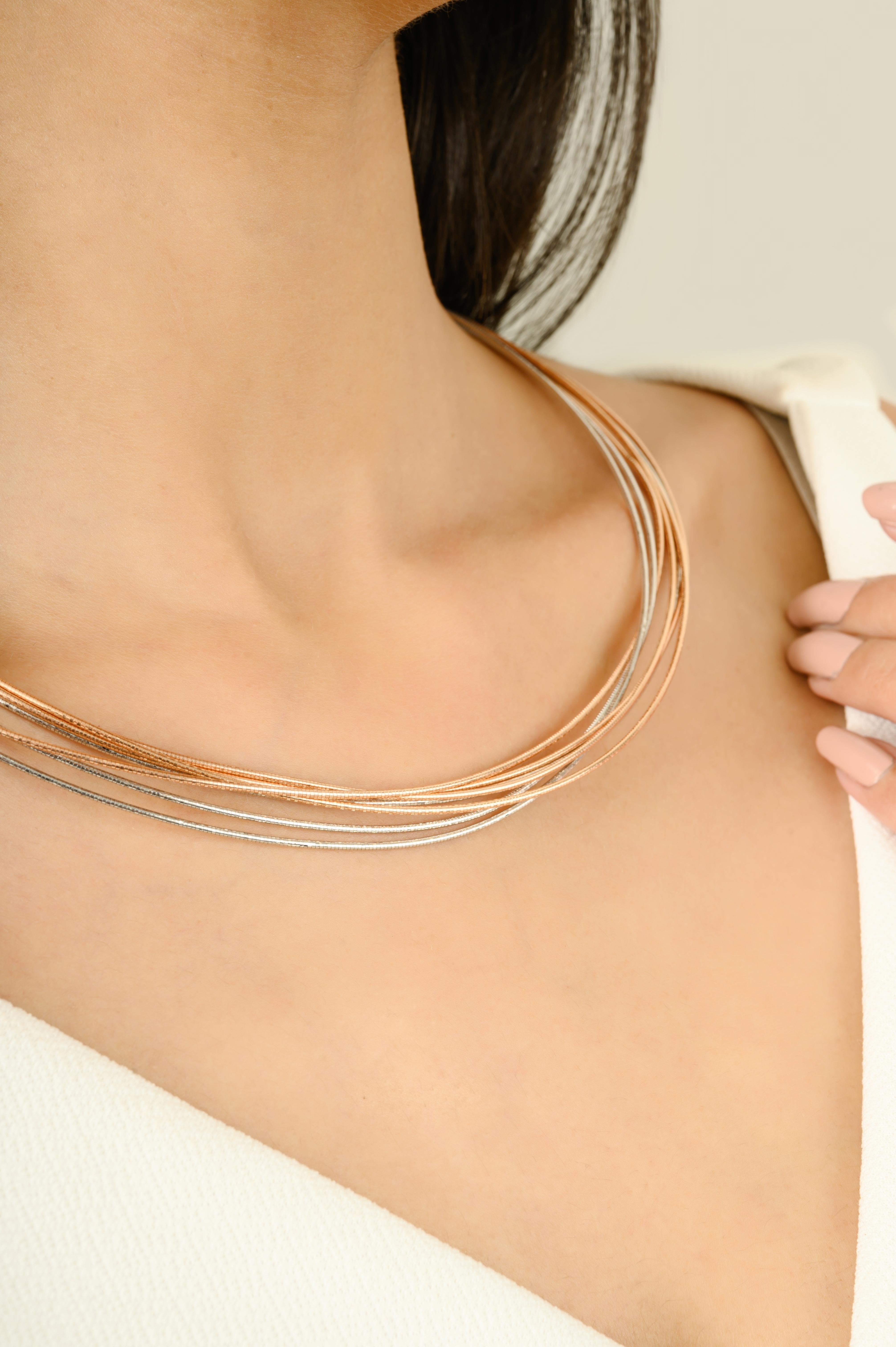 Collana a catena a più fili con girocollo per regalo alla madre in argento 925 In condizioni Nuovo in vendita a New York, NY