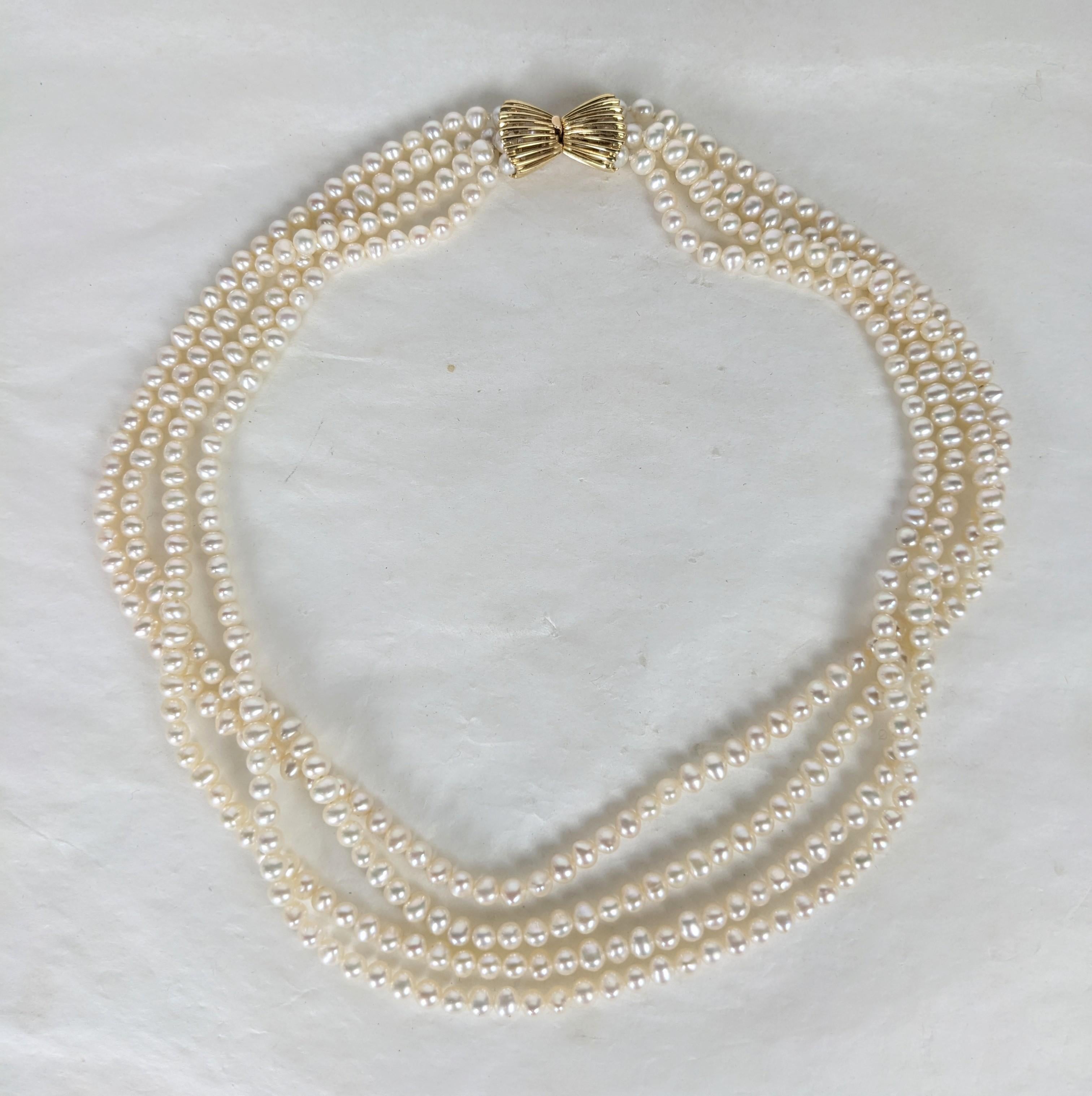 Artisan Multistrand Cultured Pearl Necklace For Sale
