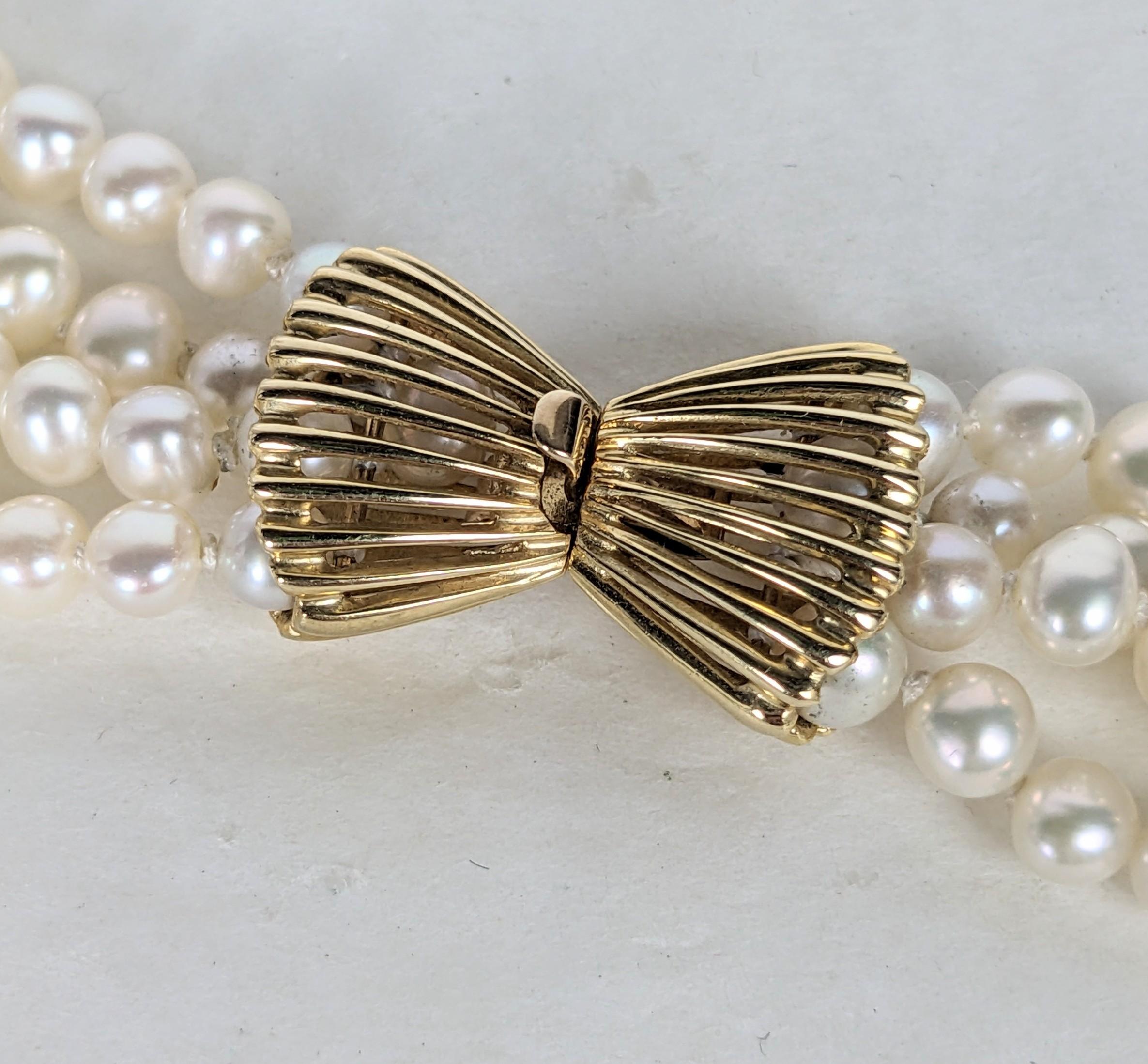 Multistrand Cultured Pearl Necklace In Excellent Condition For Sale In New York, NY