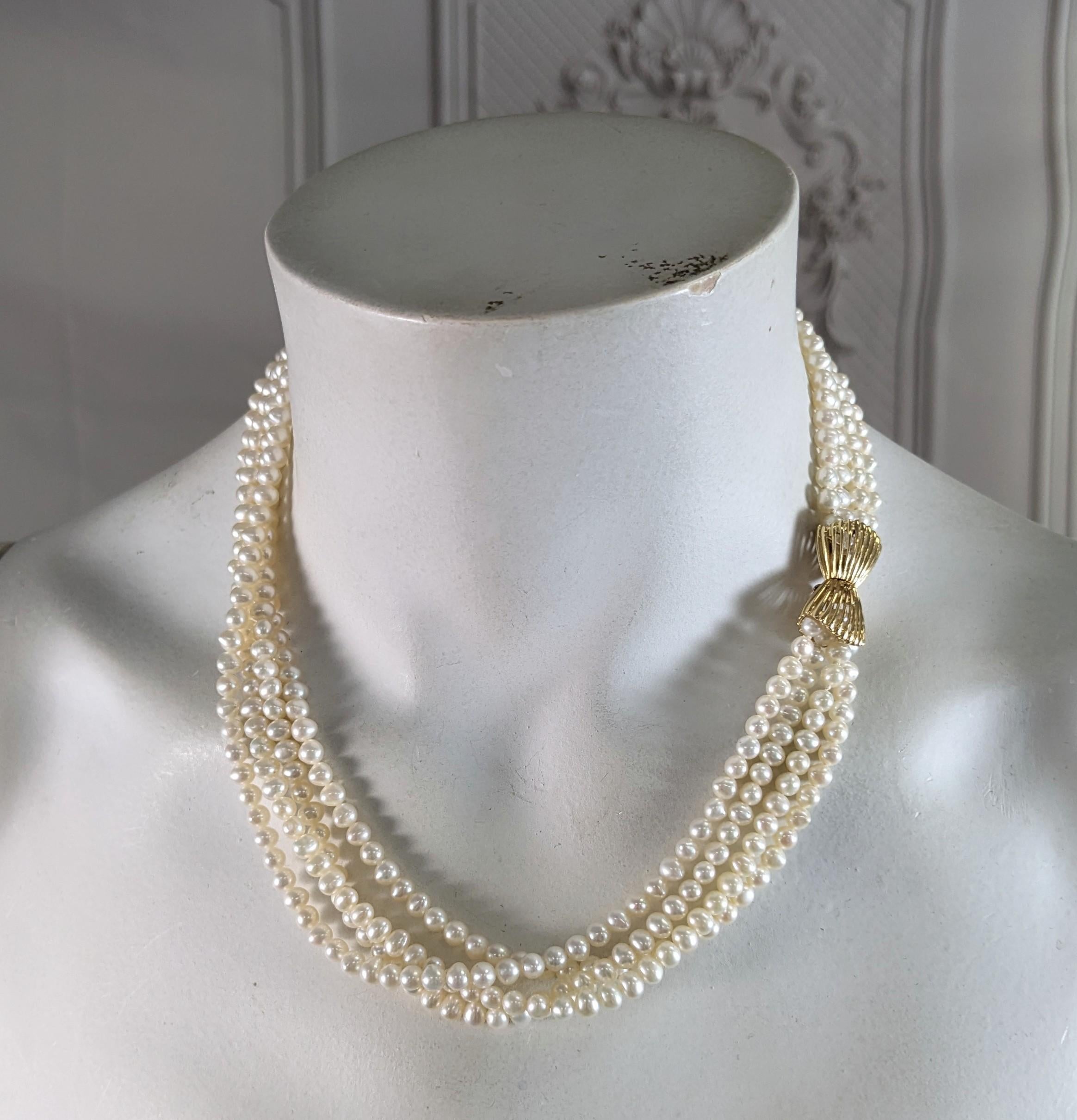 Multistrand Cultured Pearl Necklace For Sale 1