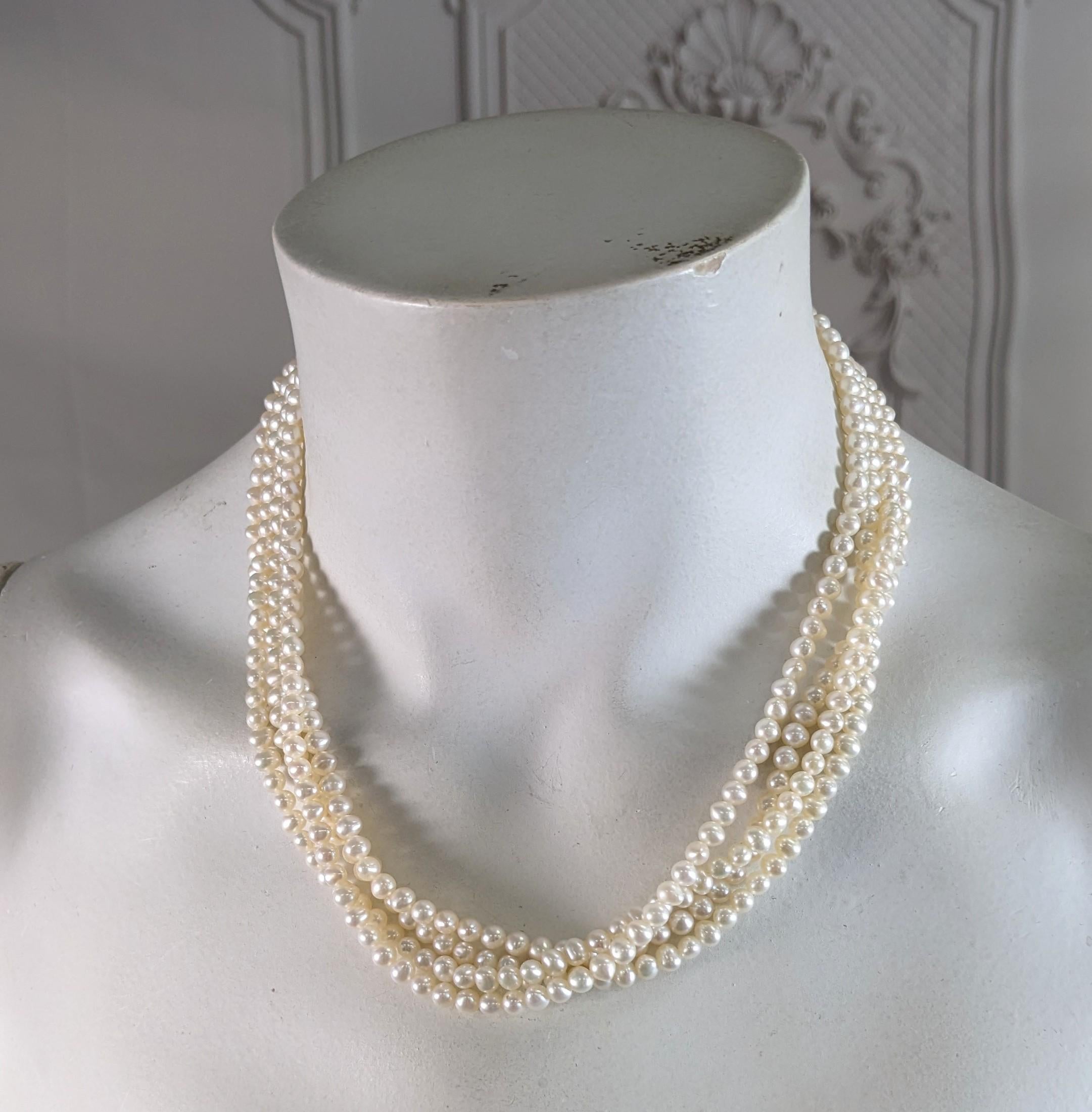 Multistrand Cultured Pearl Necklace For Sale 2