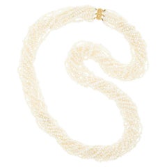 Multistrand Freshwater Pearl Strand Necklace with Gold Clasp