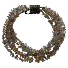 Multistrand multicolor beaded sapphire drop bracelet