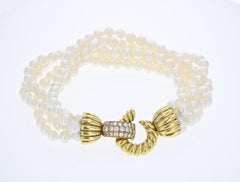 Multistrand Pearl Twist Bracelet with Diamond Closure