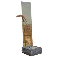 Multiverse, Sculpture / Vase in Green Granite and Polished Brass by Desia Ava