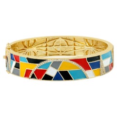 Bangle con smalto colorato e diamanti in argento di Multo