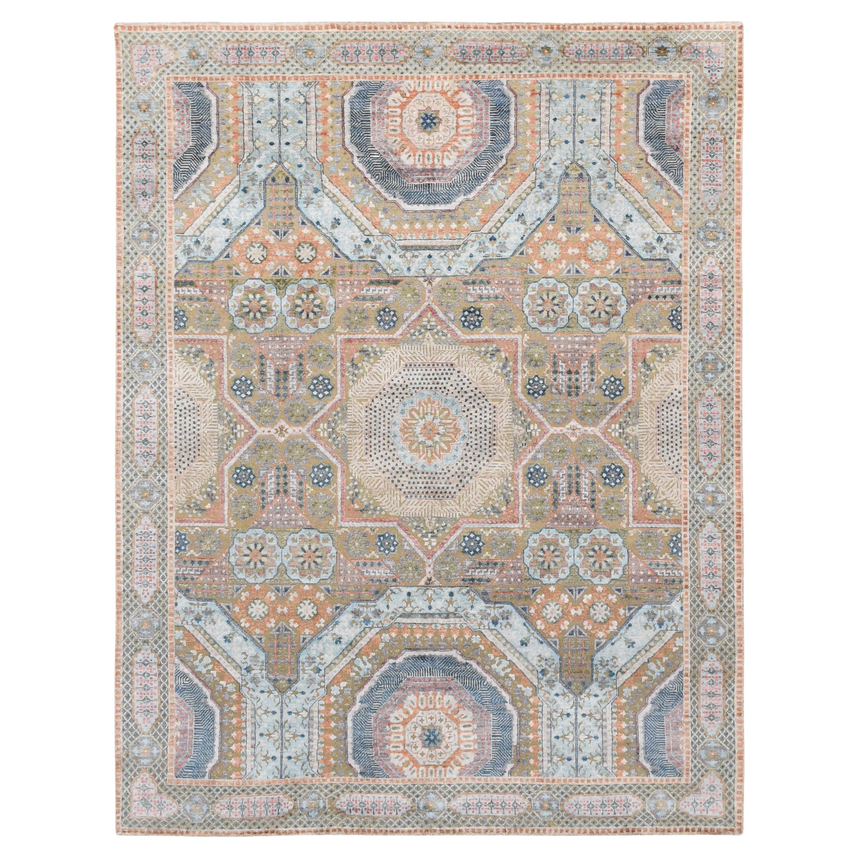 Mumluk Alfombra de lana de colores envejecida 7'9''x10'