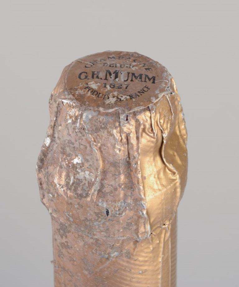 20th Century Mumm, France. Decorative Mathusalem champagne bottle made of glass. 6 liters