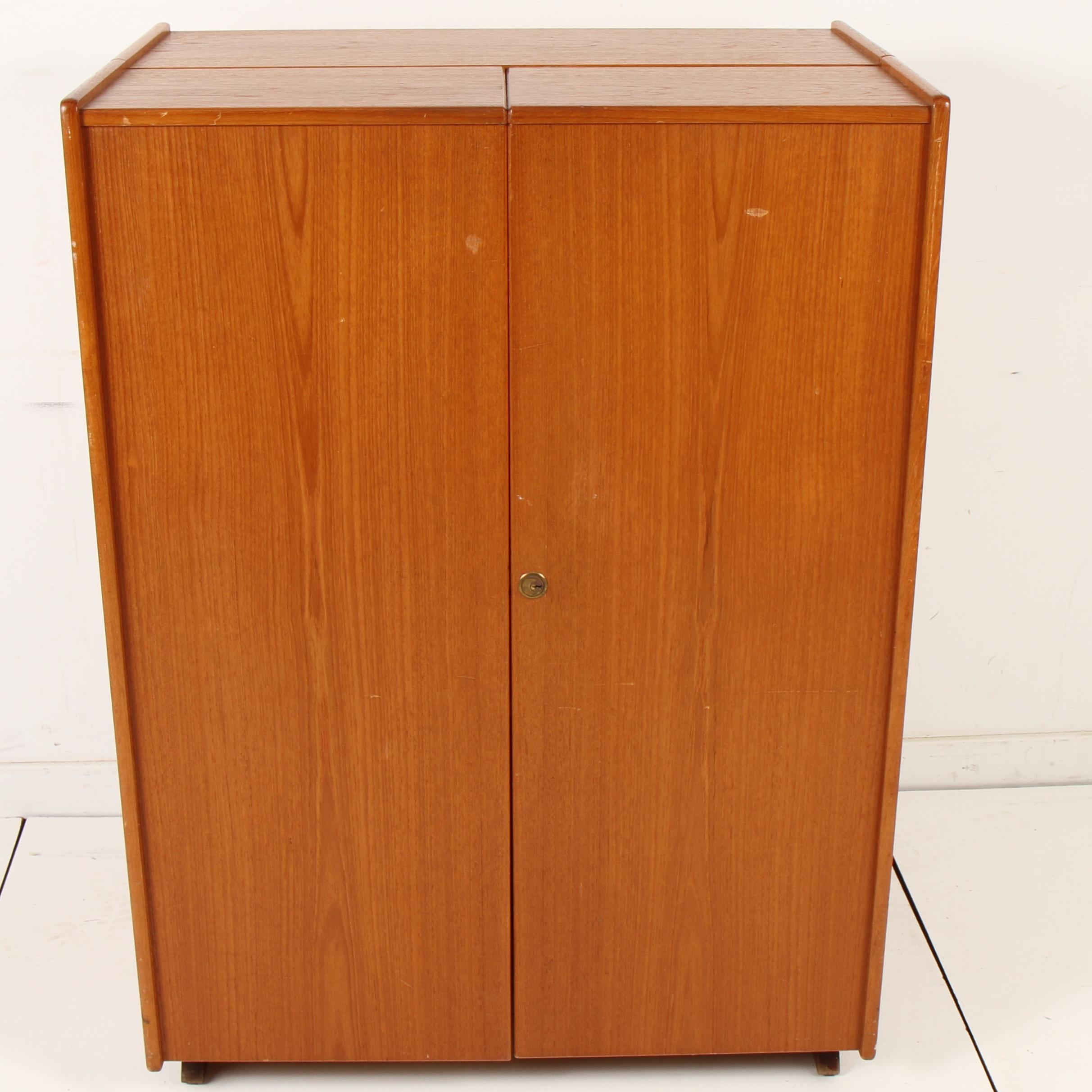 Mummenthaler and Meier Teak 'Magic Box' Fold Out Secretary Desk and Cabinet For Sale 4