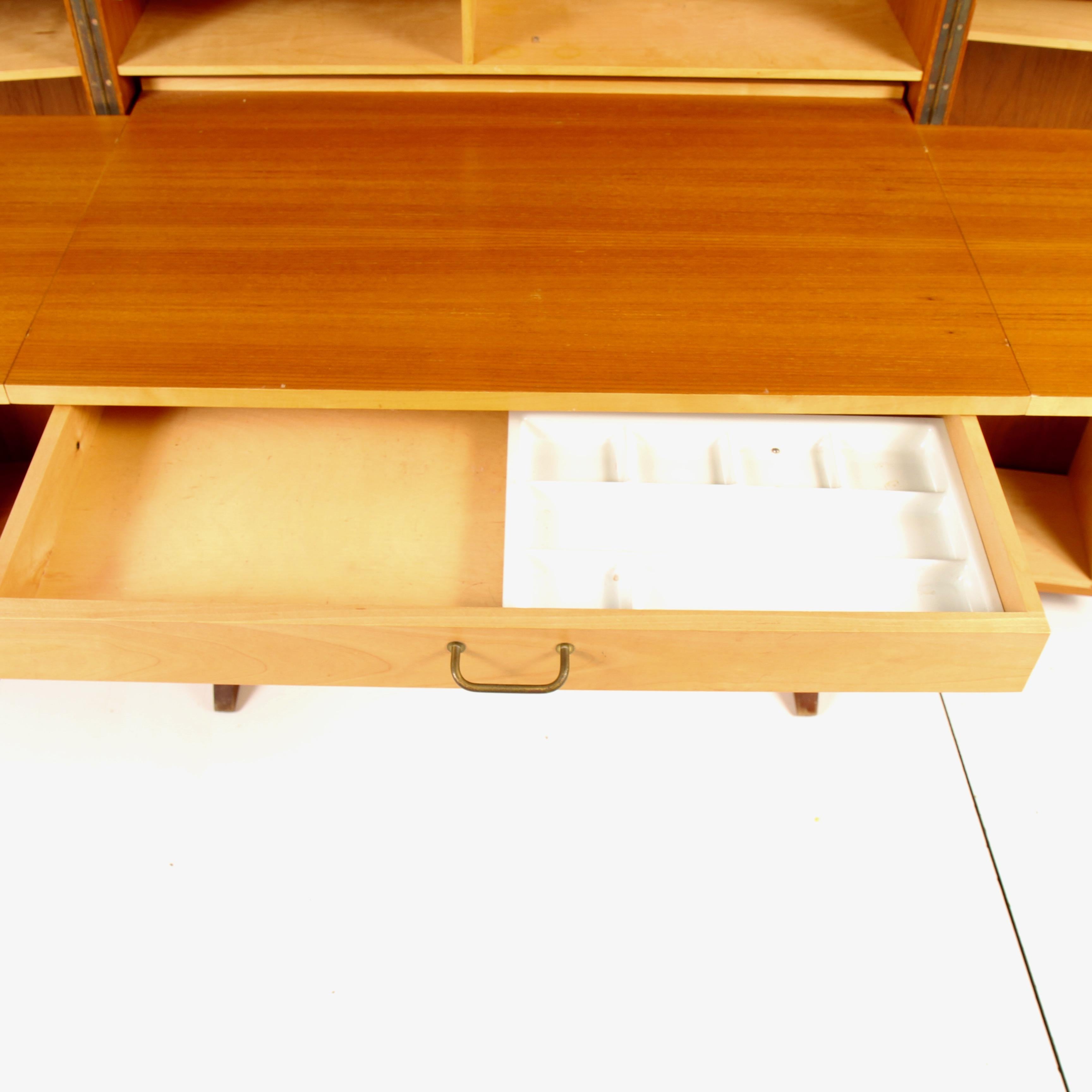Mid-Century Modern Mummenthaler and Meier Teak 'Magic Box' Fold Out Secretary Desk and Cabinet