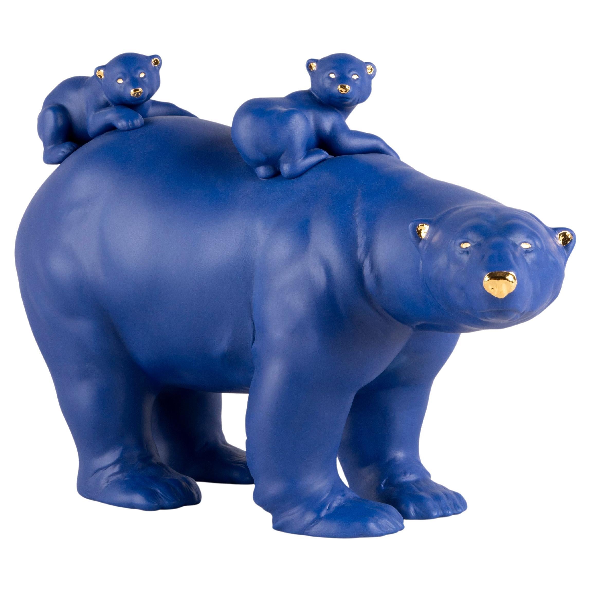 Mummy Bear and Babies 'Blue-Gold', Limited Edition For Sale