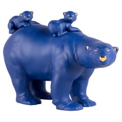 Mummy Bear and Babies 'Blue-Gold', Limited Edition