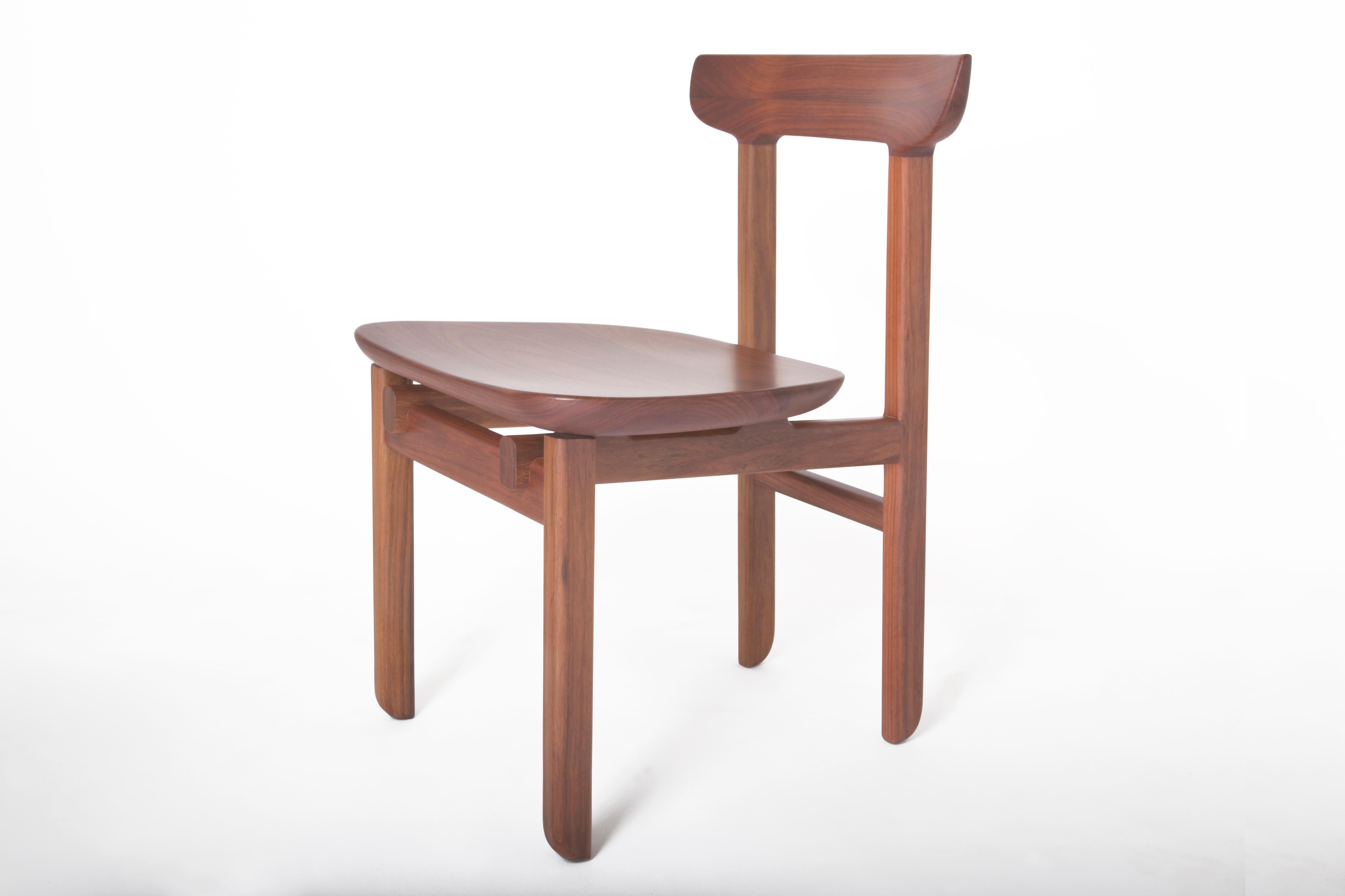 Contemporary Dining Chair in Sculpted Solid Mexican Hardwood For Sale 8