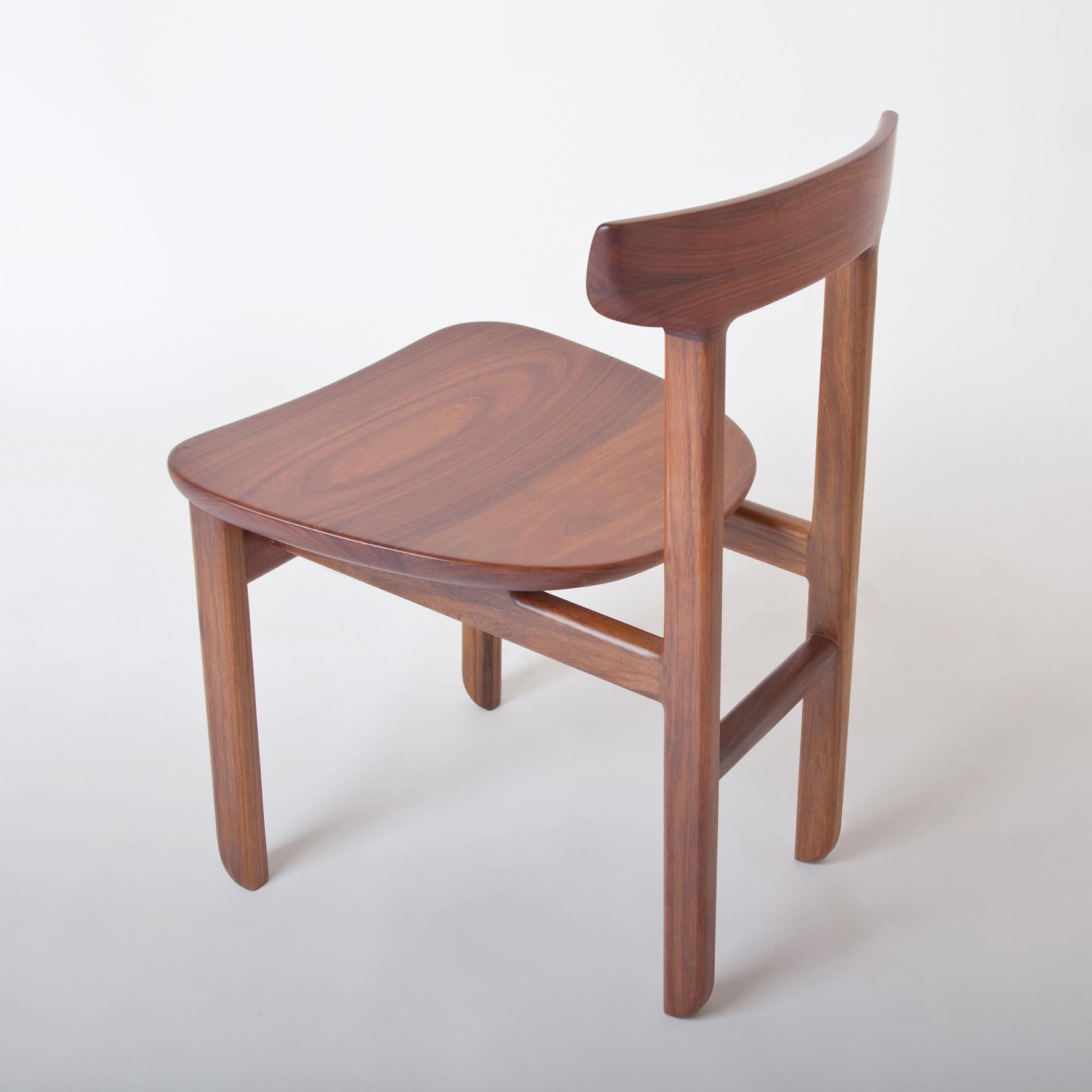Woodwork Contemporary Dining Chair in Sculpted Solid Mexican Hardwood For Sale