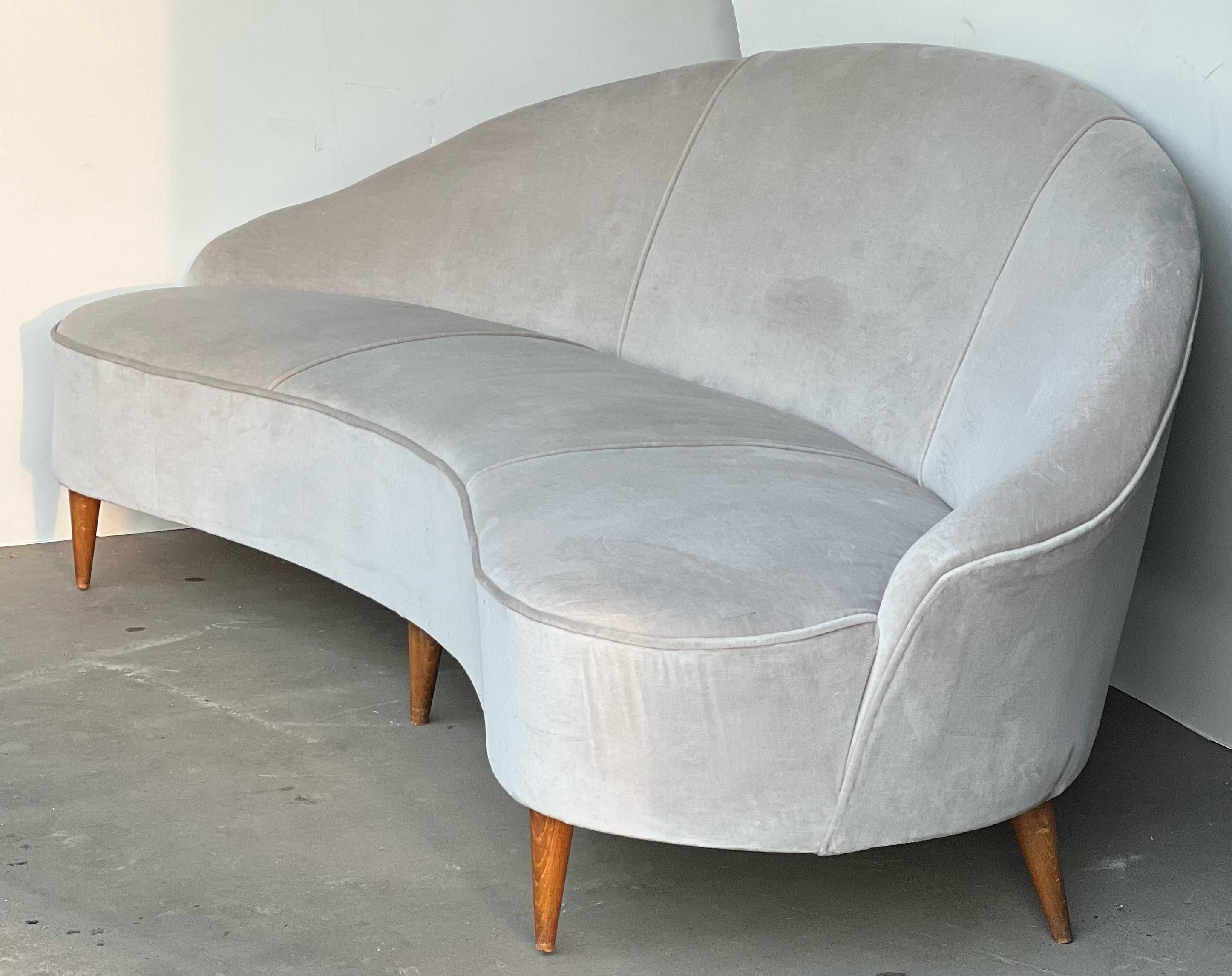 Mid-Century Modern Mid Century Modern Italian Curved Sofa