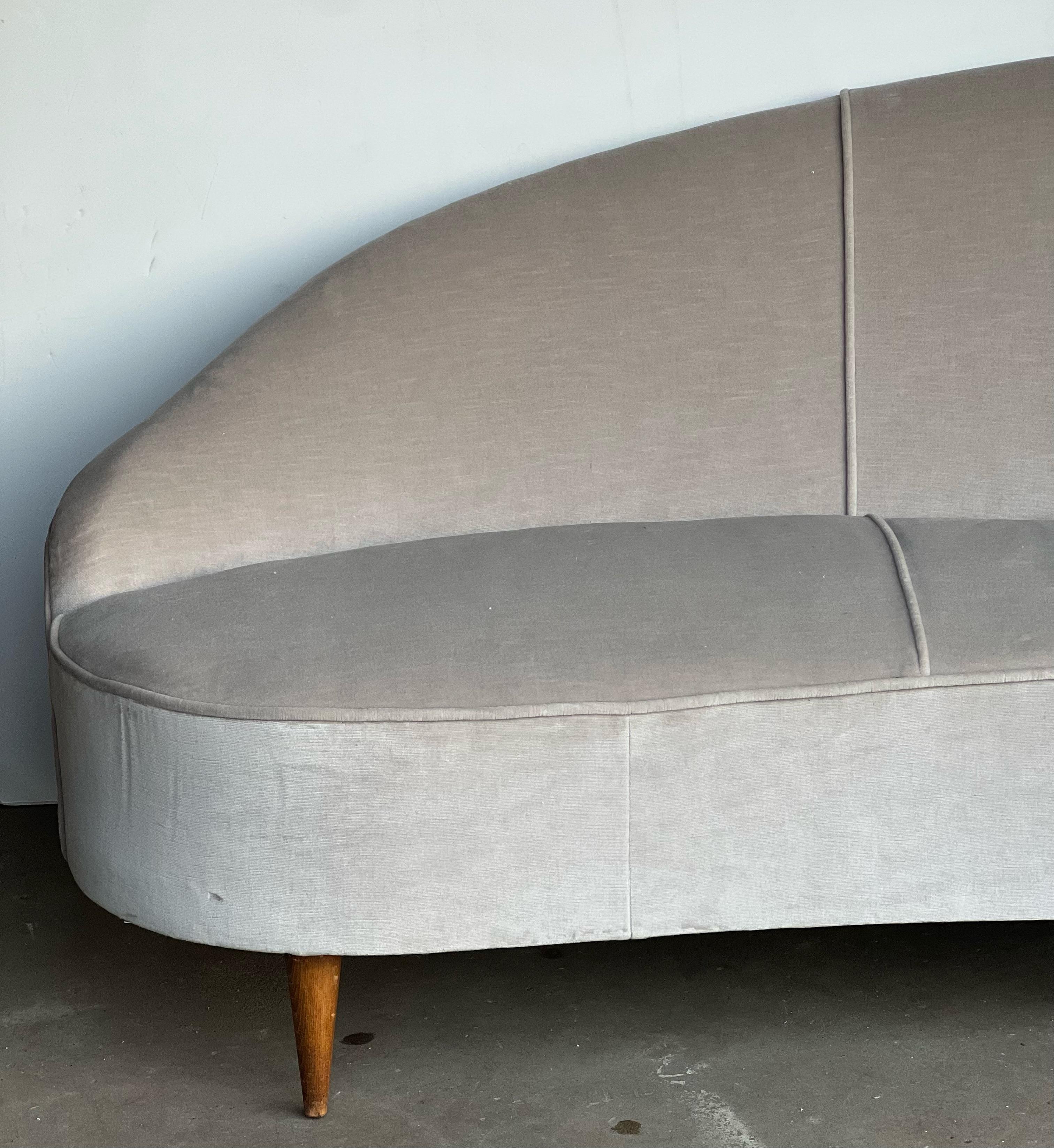 Velvet Mid Century Modern Italian Curved Sofa