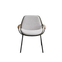 Munch Schreibtischstuhl mit Armlehne aus Stoff und grauem Bouclé, handgefertigt von Murmurio