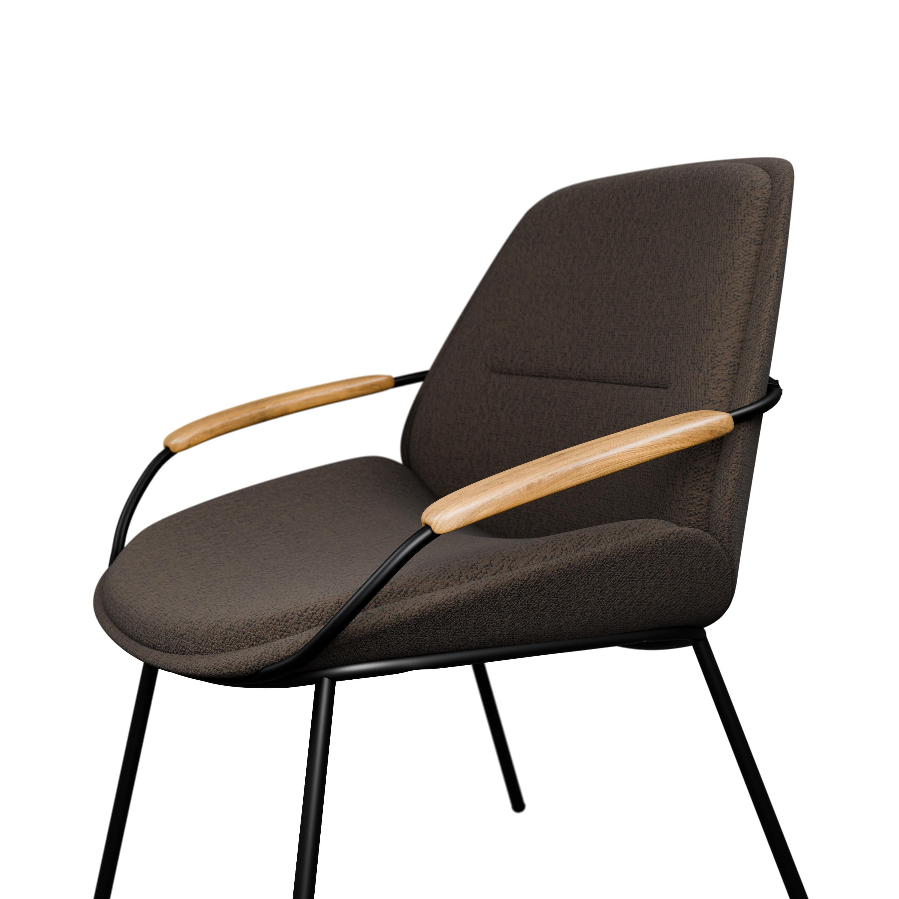 Ferronnerie Chaise de bureau Munch en bouclette taupe Loop fabriquée à la main par Murmurio en vente