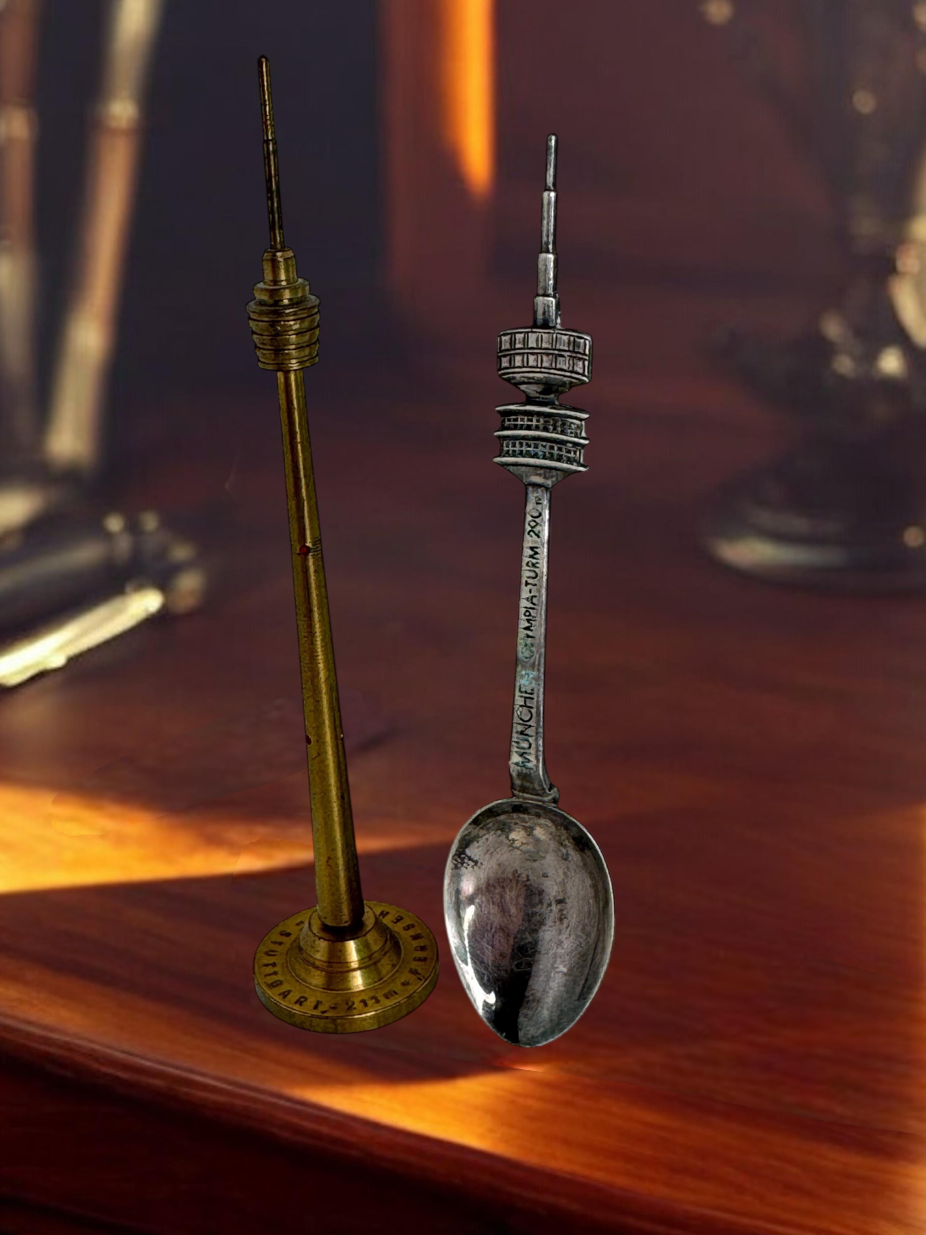 Munich Olympic Souvenir Spoon, Stuttgart TV Tower Souvenir Pen, Germany 1970s For Sale 5