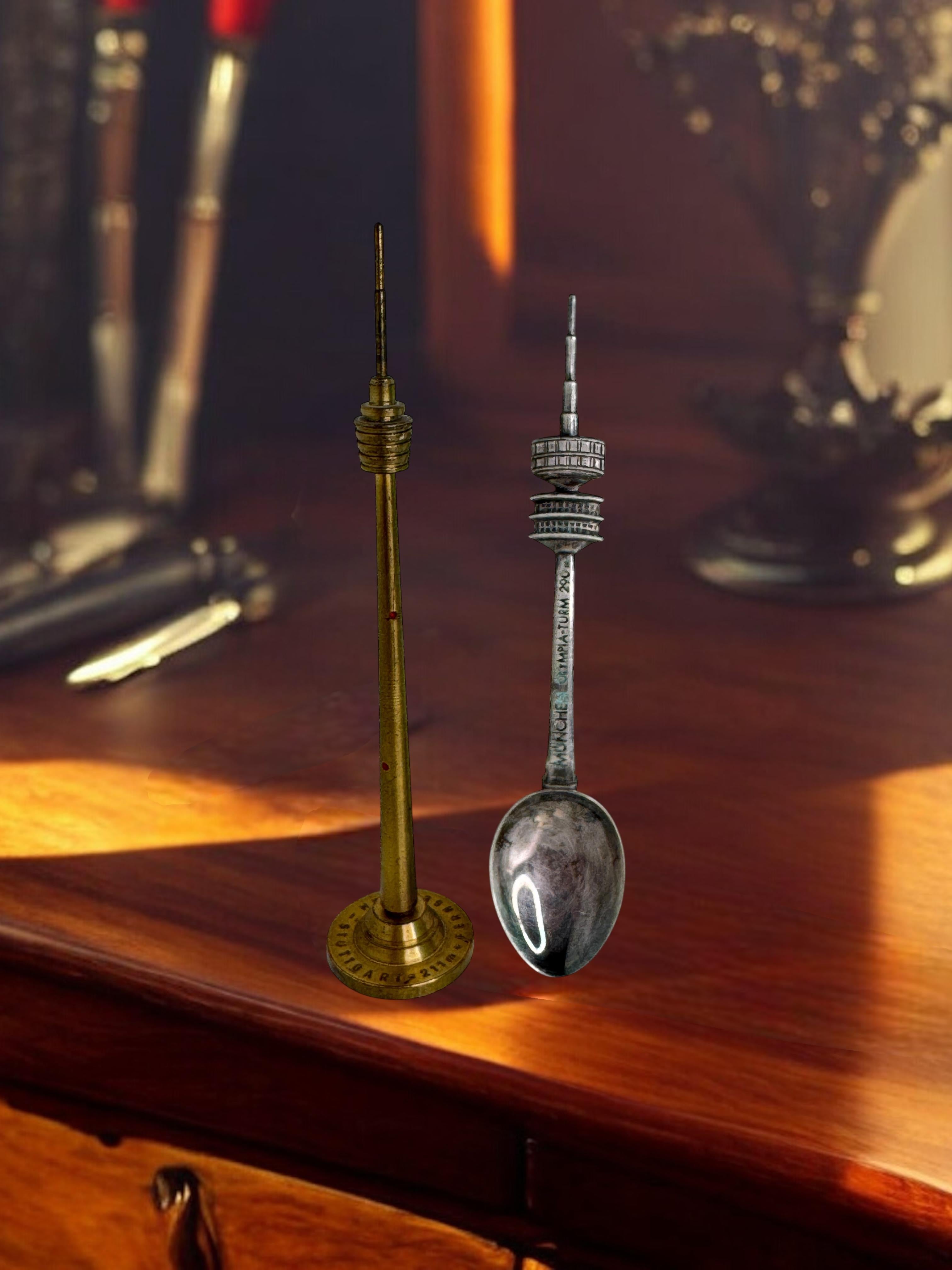 Munich Olympic Souvenir Spoon, Stuttgart TV Tower Souvenir Pen, Germany 1970s For Sale 6