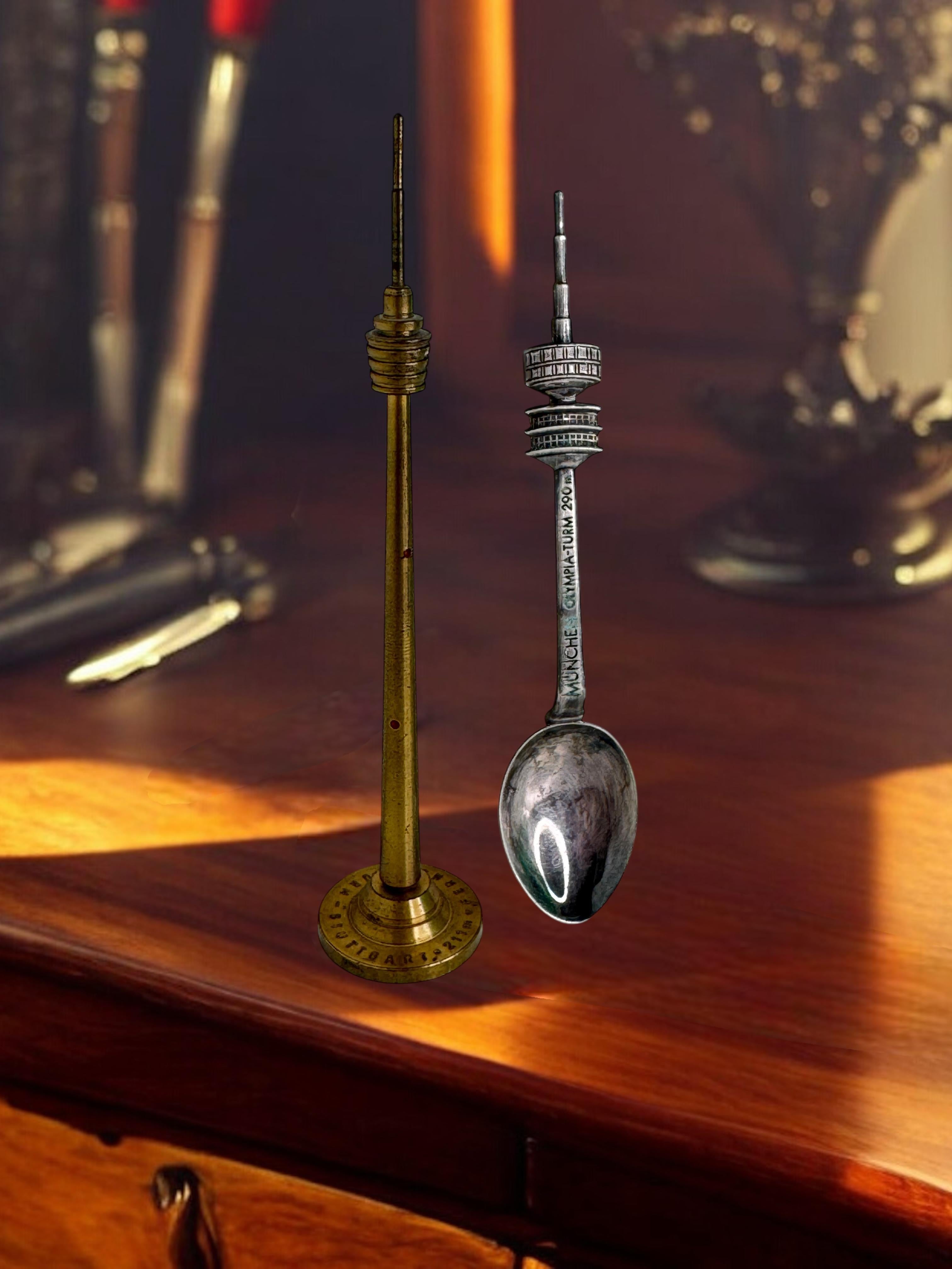 Munich Olympic Souvenir Spoon, Stuttgart TV Tower Souvenir Pen, Germany 1970s For Sale 7