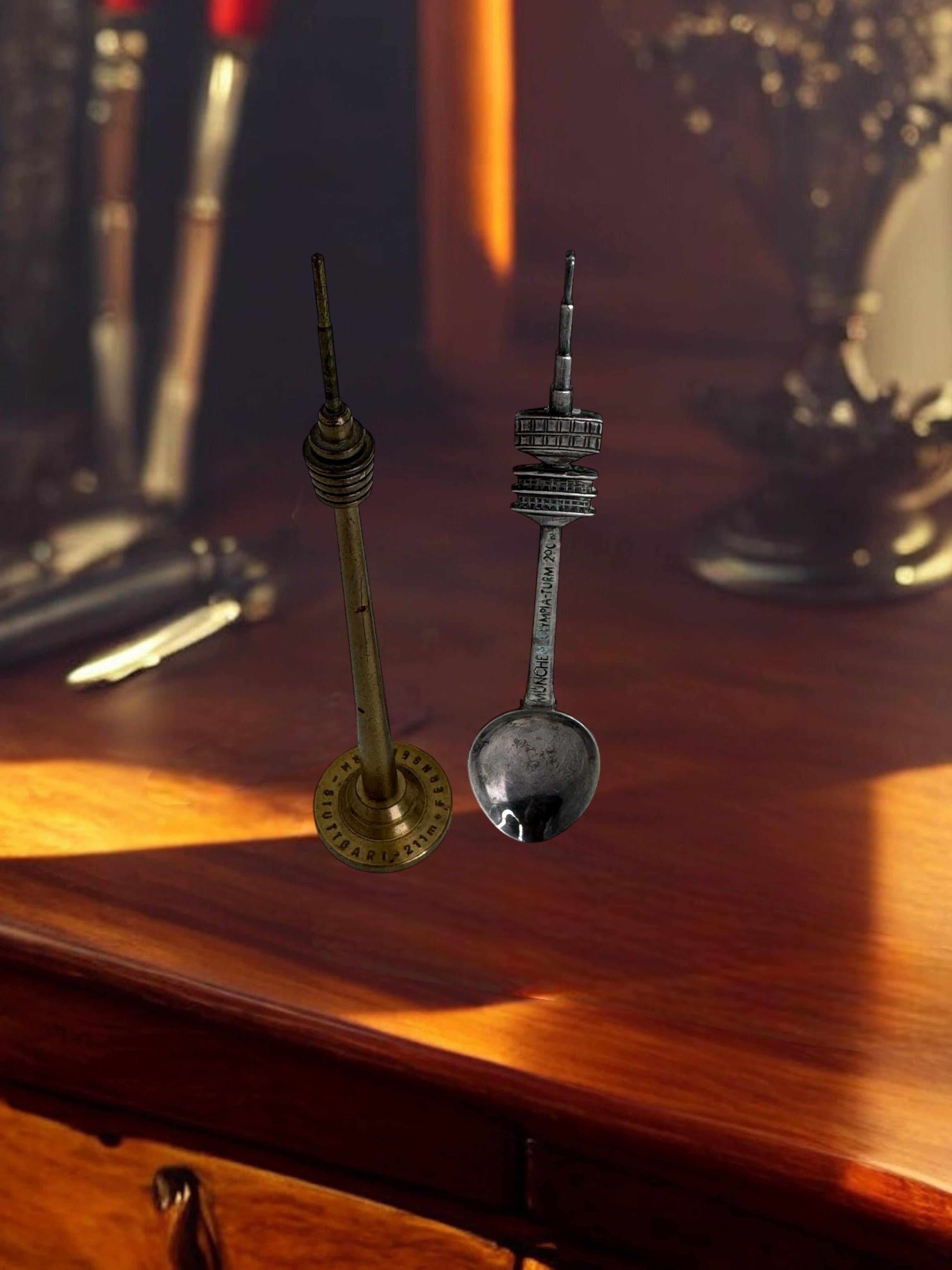 Munich Olympic Souvenir Spoon, Stuttgart TV Tower Souvenir Pen, Germany 1970s For Sale 8