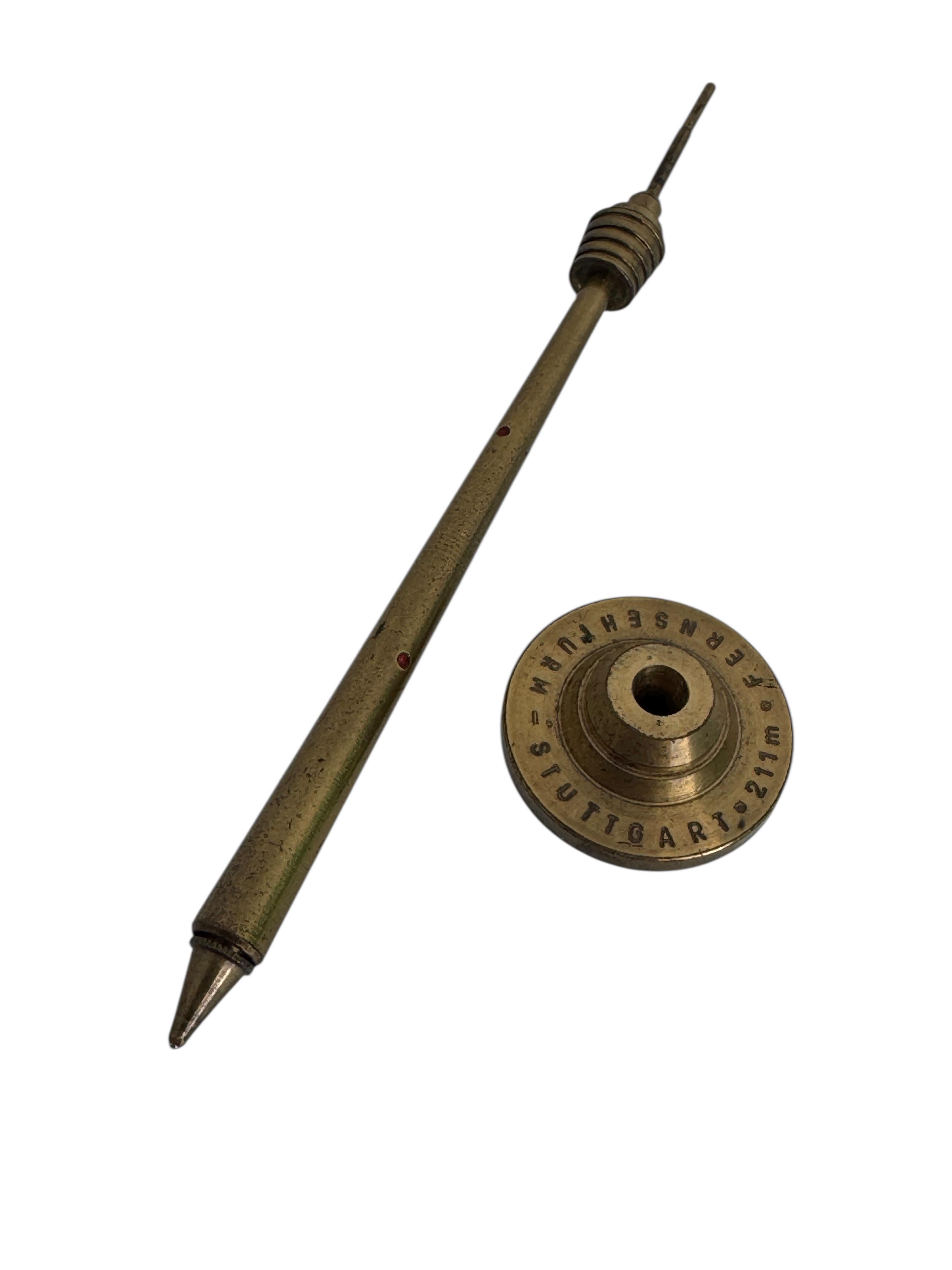 Metal Munich Olympic Souvenir Spoon, Stuttgart TV Tower Souvenir Pen, Germany 1970s For Sale