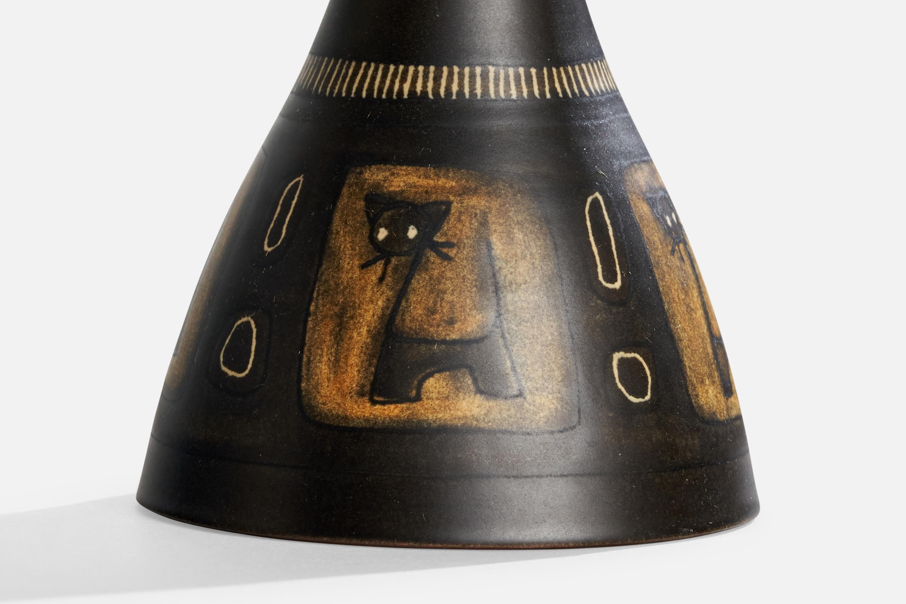 Munk Keramik, Tischlampen, Keramik, Stoff, Schweden, 1960er Jahre im Angebot 6
