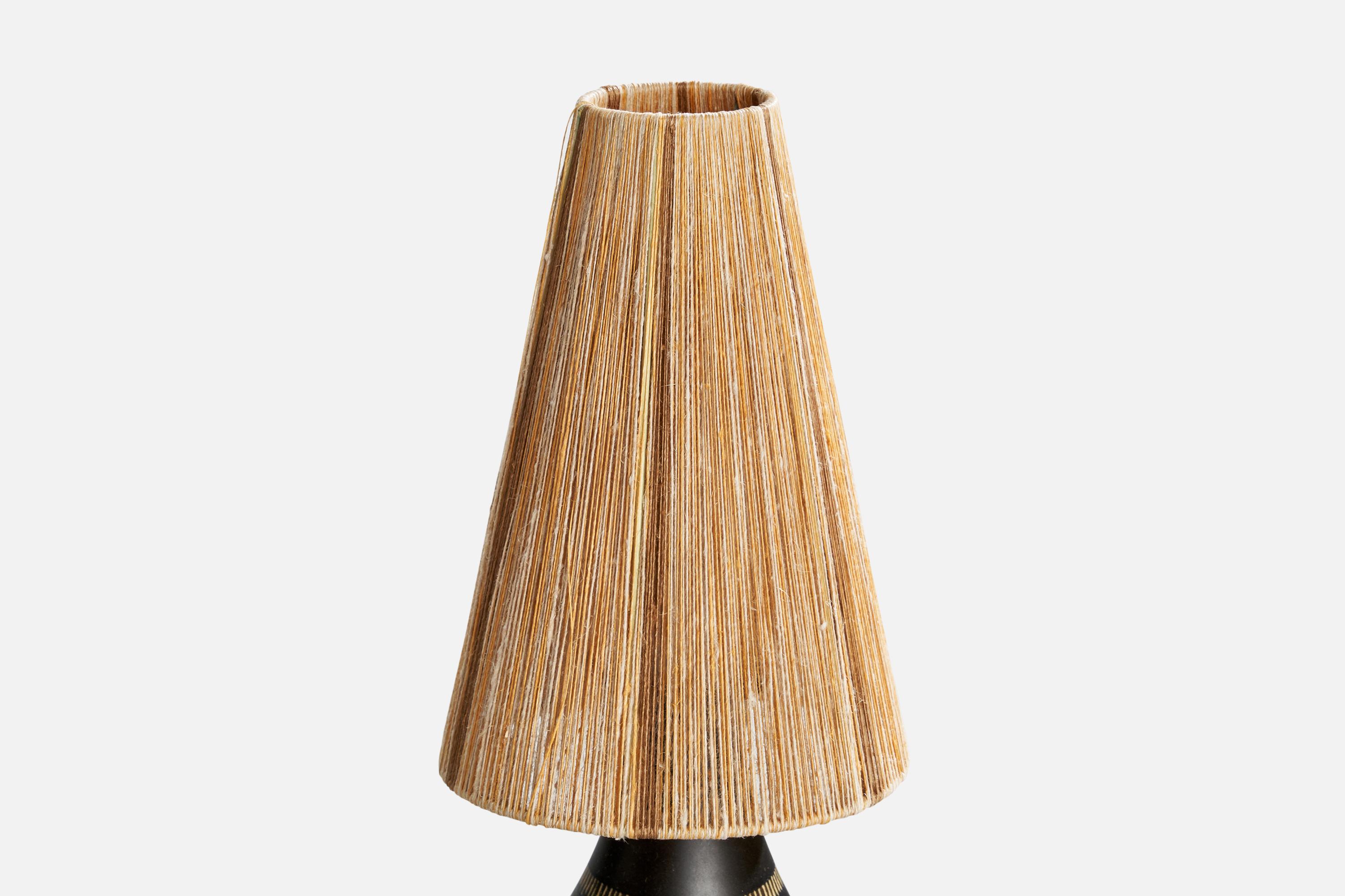 Munk Keramik, Tischlampen, Keramik, Stoff, Schweden, 1960er Jahre im Angebot 1