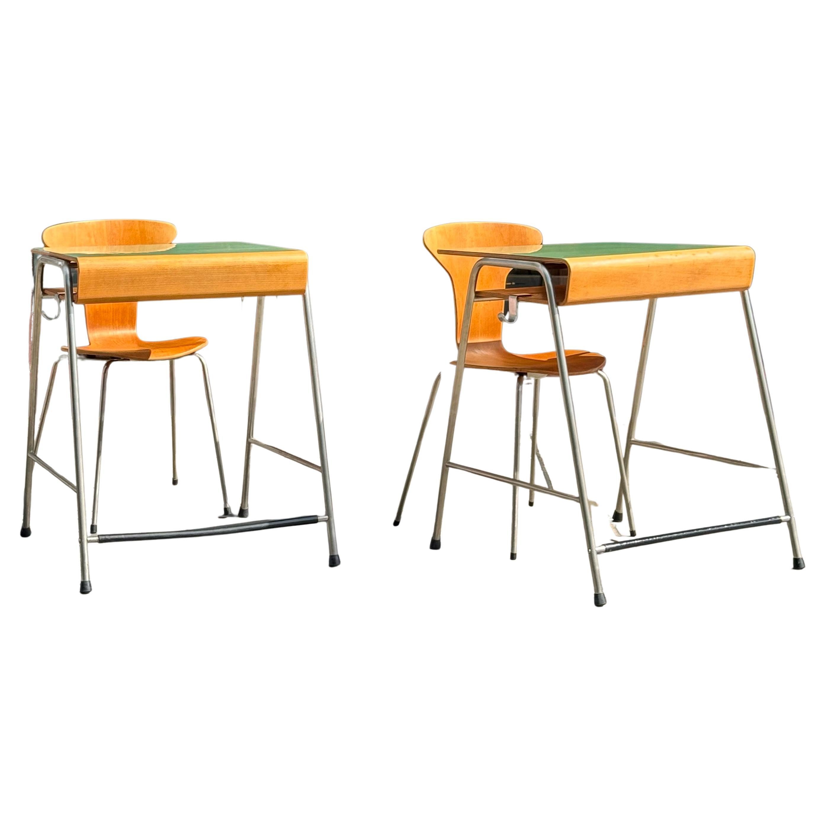 Munkegaard School Desks & Chairs Arne Jacobsen, 1956 For Sale