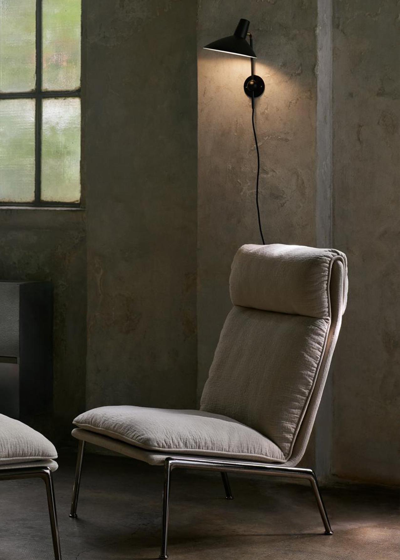Scandinavo moderno Sedia Muno con schienale alto in Kvadrat (Cifrado 0221)/Cromo scuro, Luca Nichetto in vendita