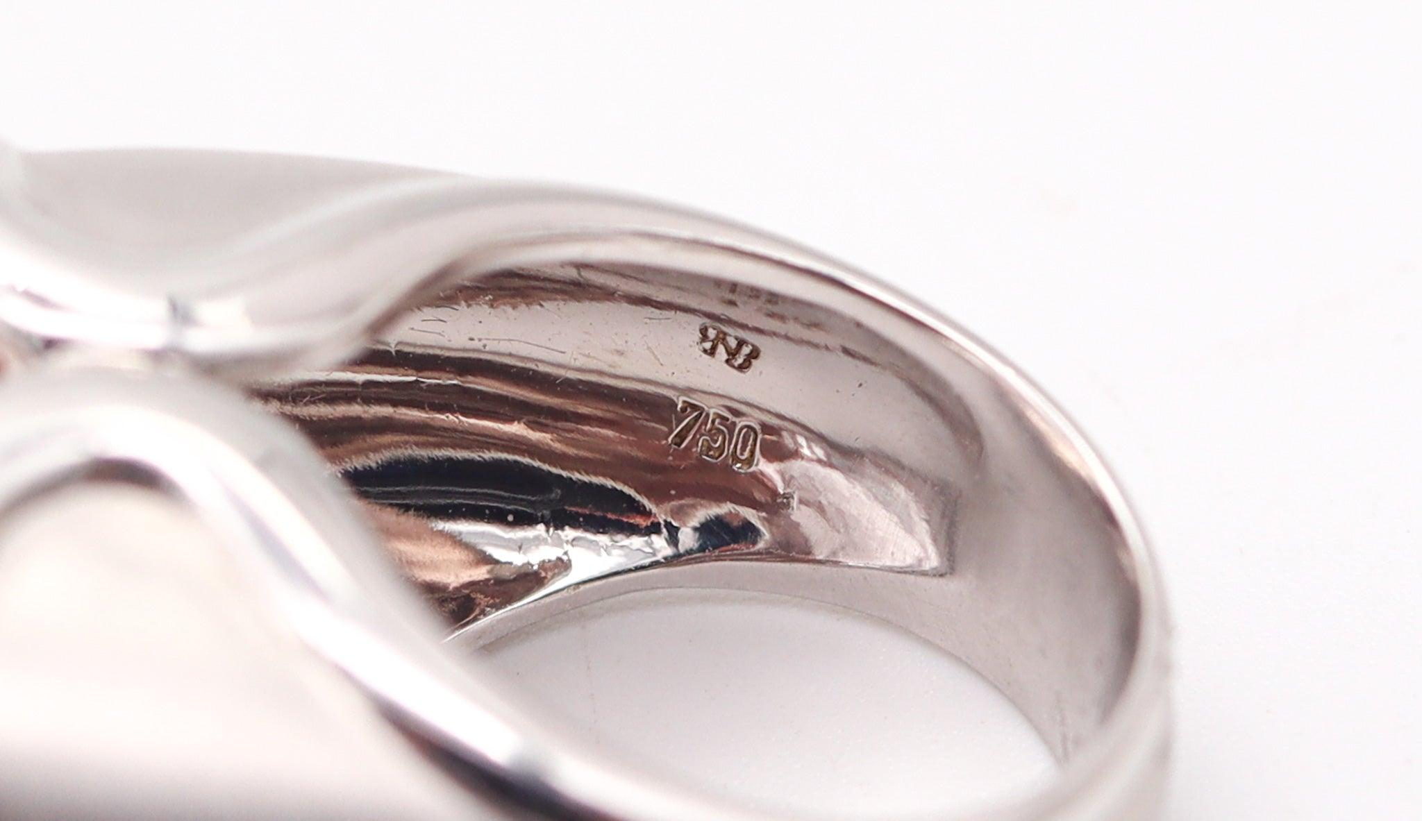 Women's or Men's MUNSTEINER Cut Sculptural Ring In  18Kt White Gold With 28.85 Cts Morganite For Sale