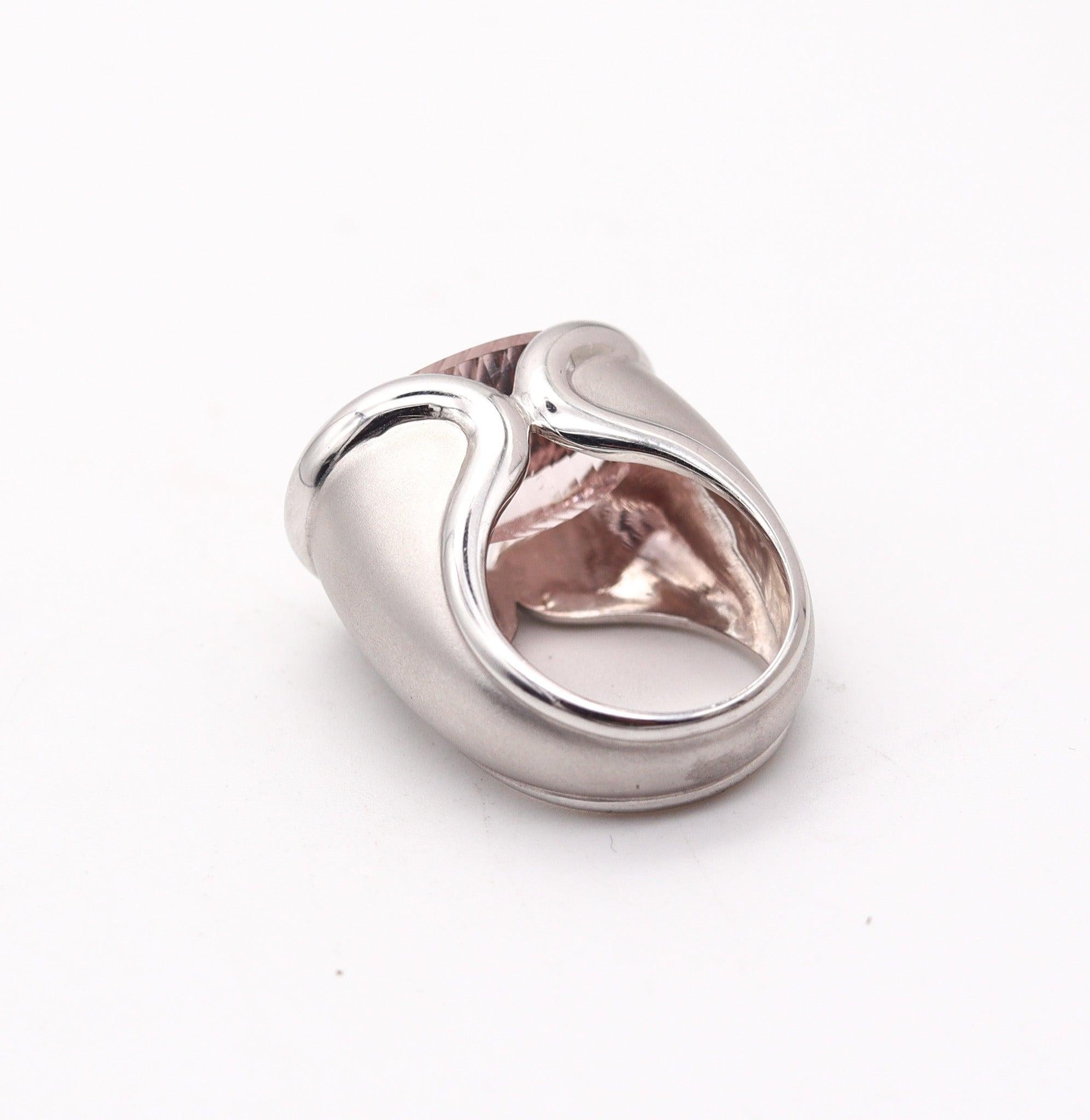 MUNSTEINER Cut Sculptural Ring In  18Kt White Gold With 28.85 Cts Morganite For Sale 1
