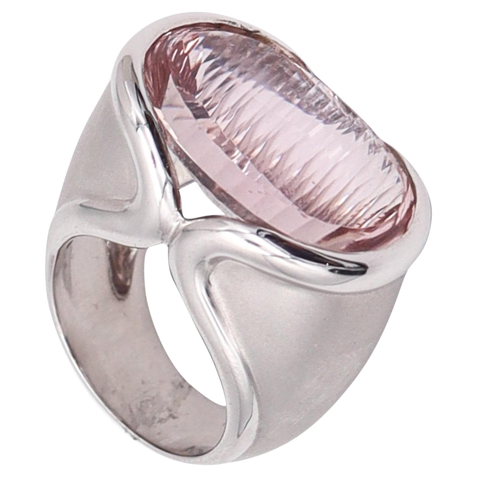 MUNSTEINER Cut Sculptural Ring In  18Kt White Gold With 28.85 Cts Morganite