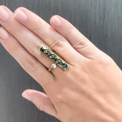 Exceptional Bi-Color Tourmaline White Diamond Contemporary Ring, Munsteiner