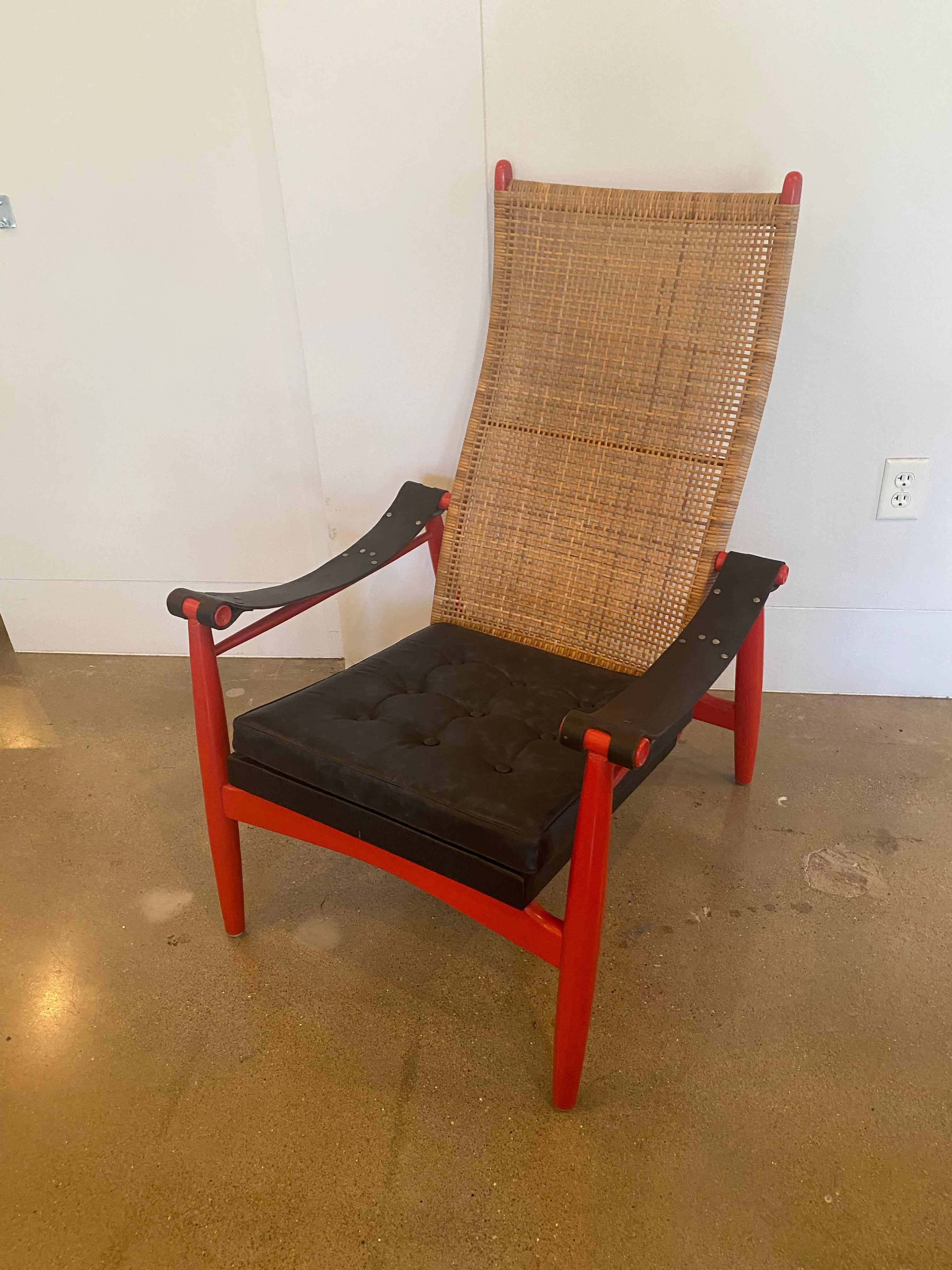 Muntendam Cane Back Red Chair, Netherlands, 1960's 2