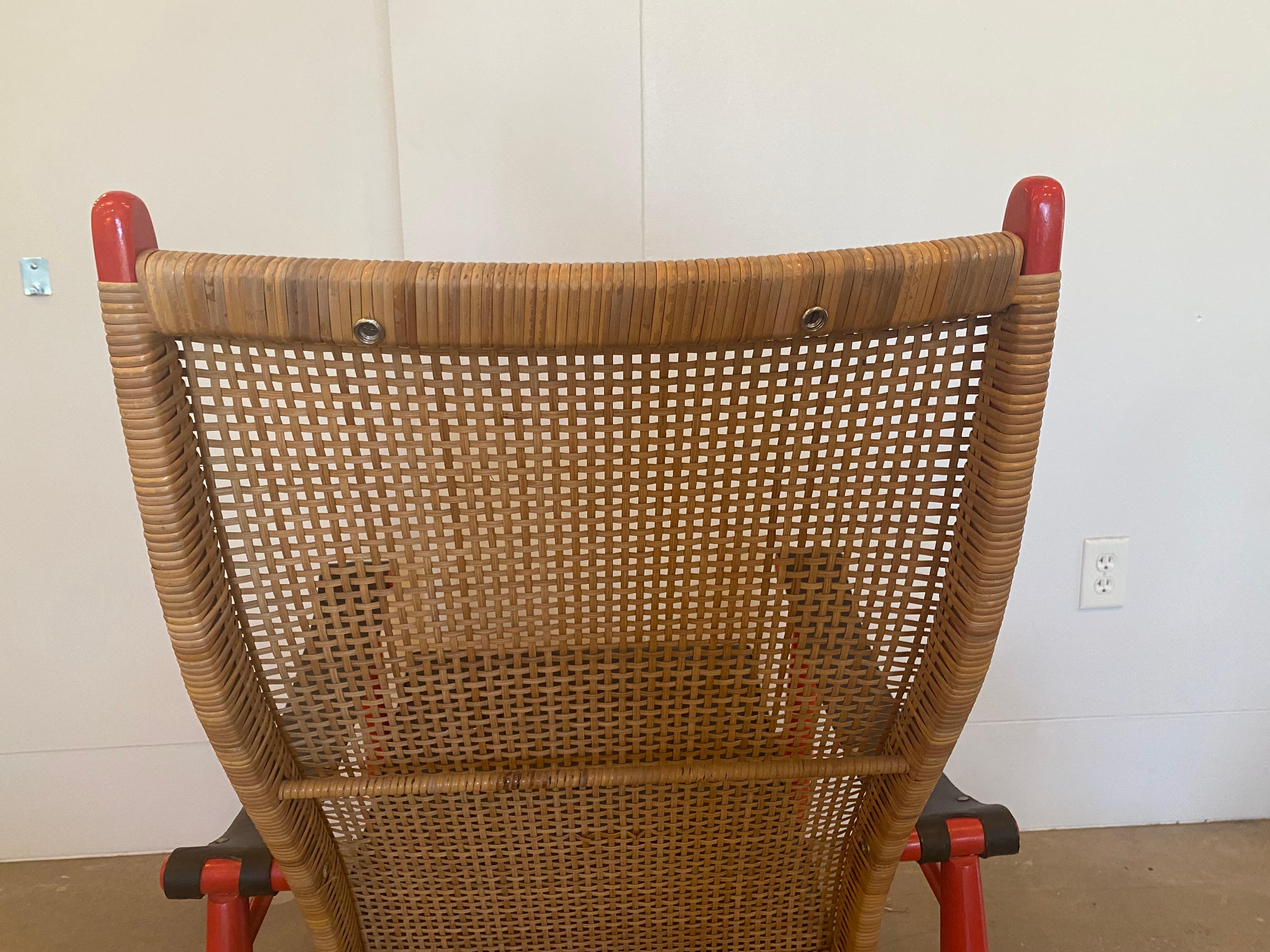 Muntendam Cane Back Red Chair, Netherlands, 1960's 1