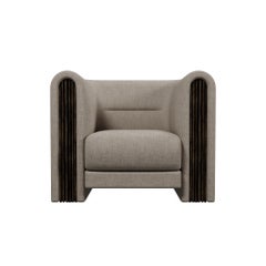 Munu armchair in Blend Beige fabric handcrafted by Murmurio