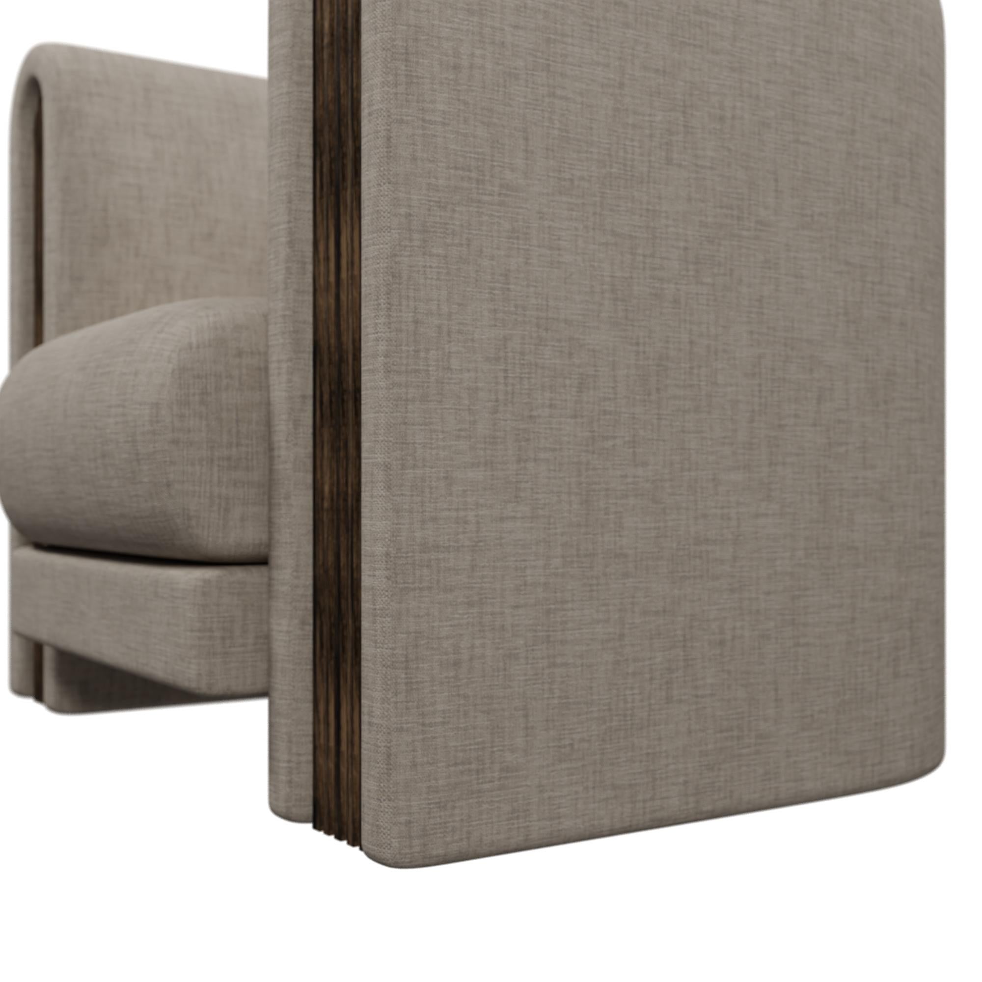 Ferronnerie Fauteuil Munu en tissu Blend Beige fabriqué à la main par Murmurio en vente