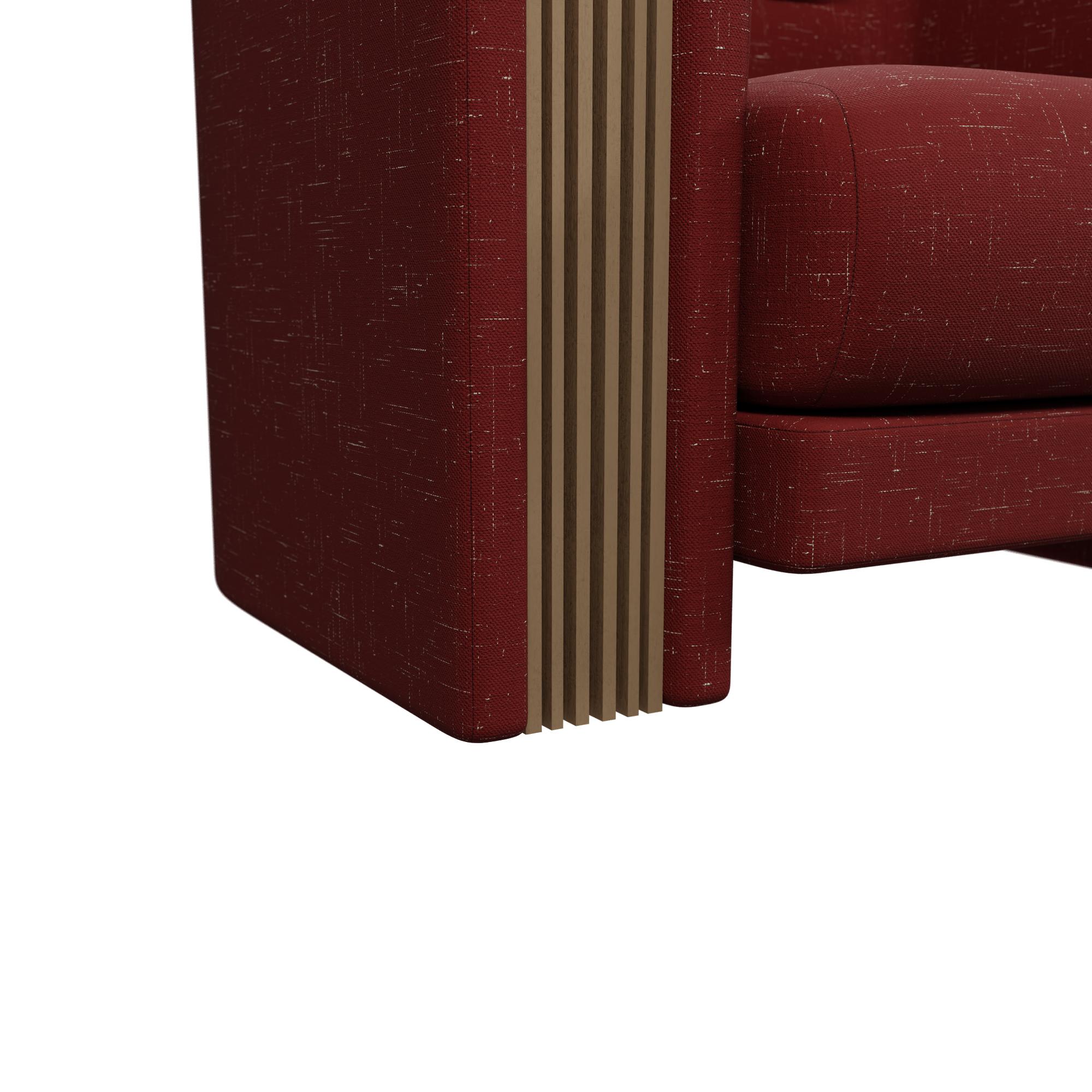 Portugais Munu armchair in Blend Cherry fabric handcrafted by Murmurio en vente