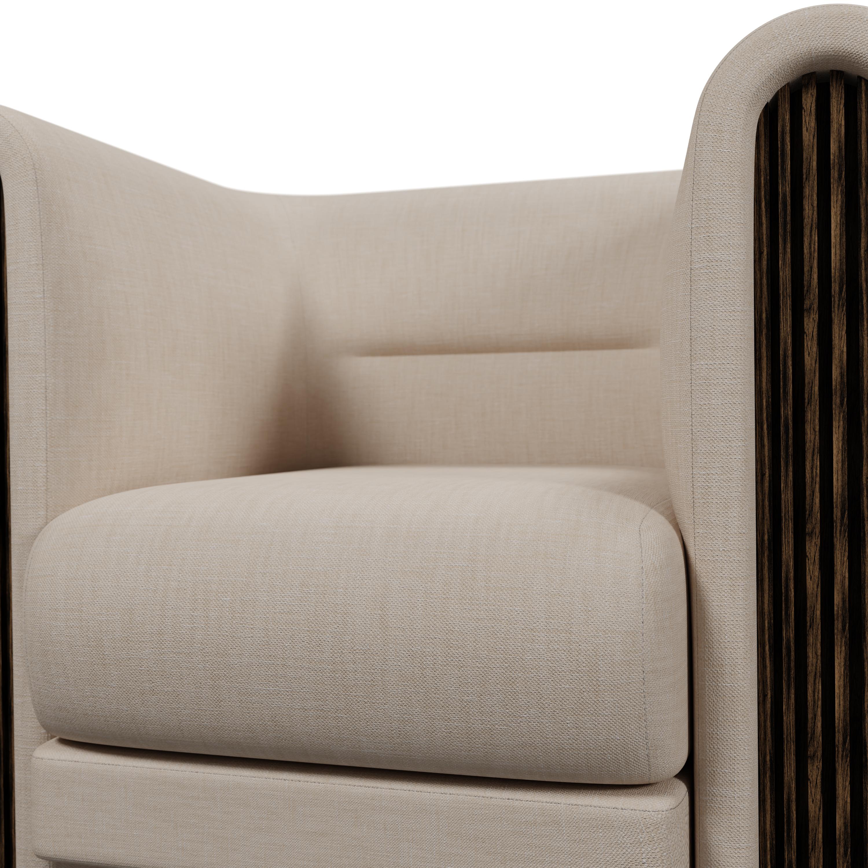 Ferronnerie Fauteuil Munu en tissu Blend Clean fabriqué à la main par Murmurio en vente