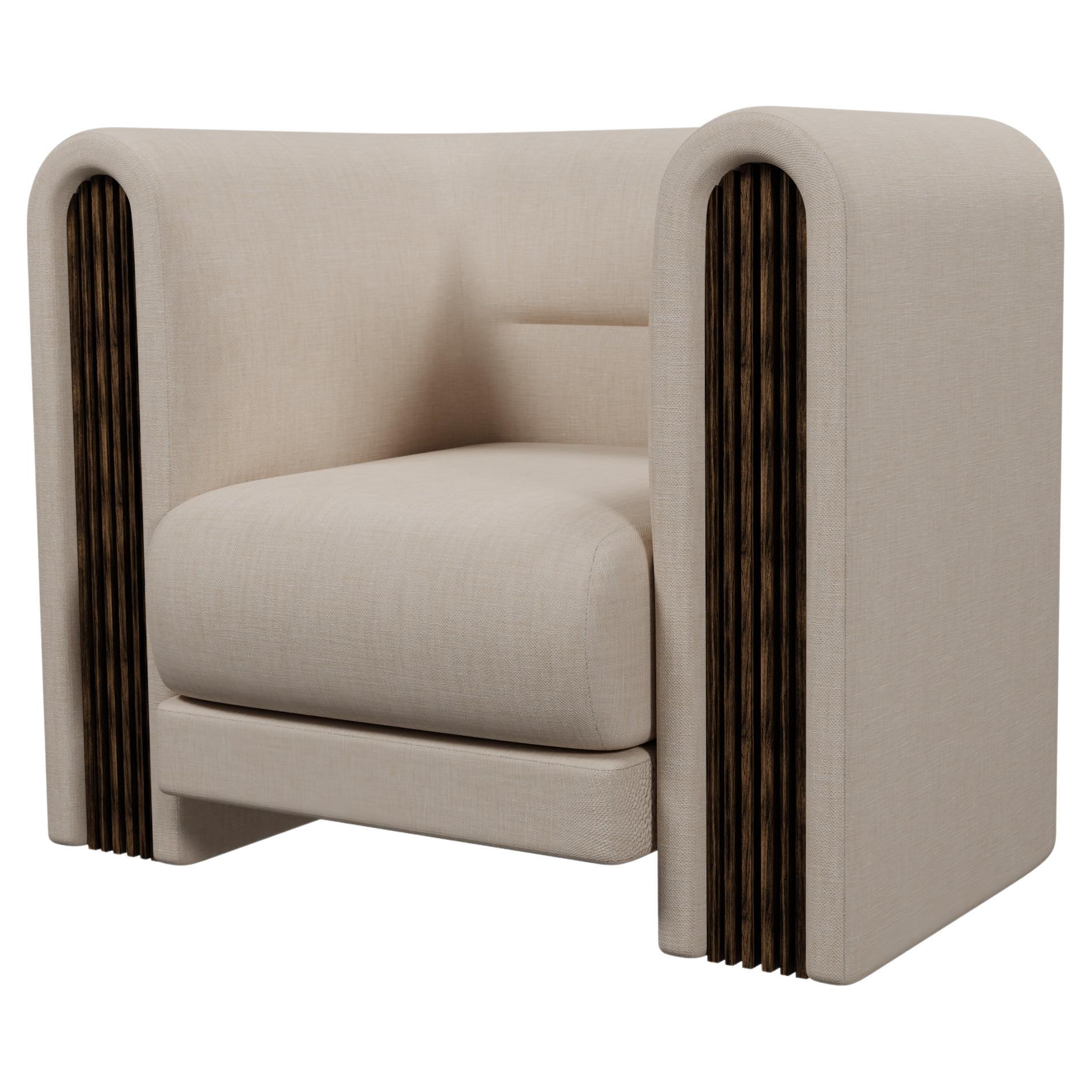 Fauteuil Munu en tissu Blend Clean fabriqué à la main par Murmurio