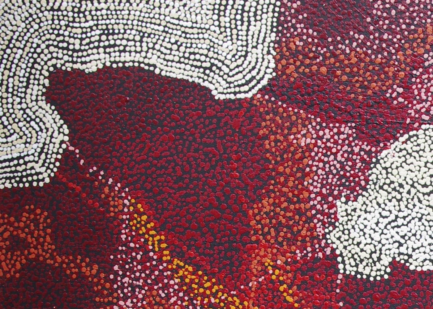 Muna Kulyuru, My Country, red white contemporary Aboriginal landscape painting - Painting by Munu Kulyuru
