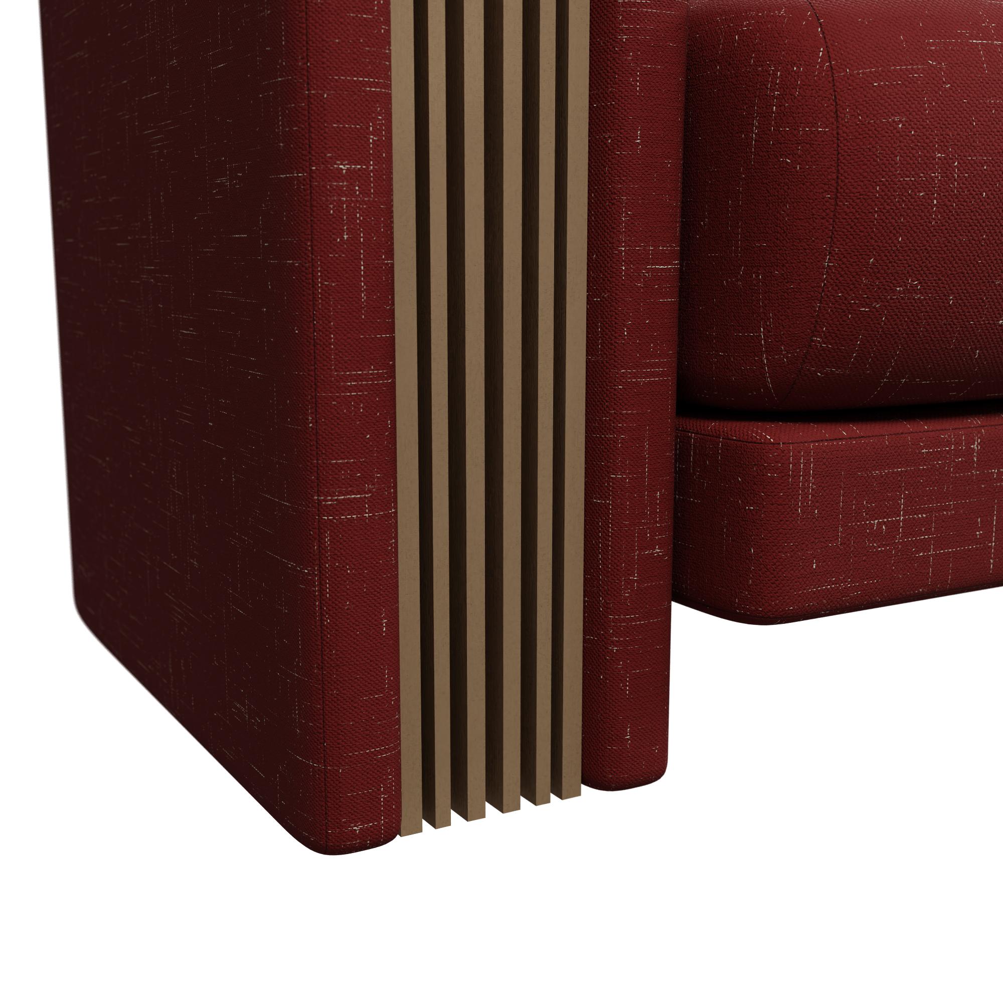 Portugais Munu three-seater sofa in Blend Cherry handcrafted by Murmurio en vente