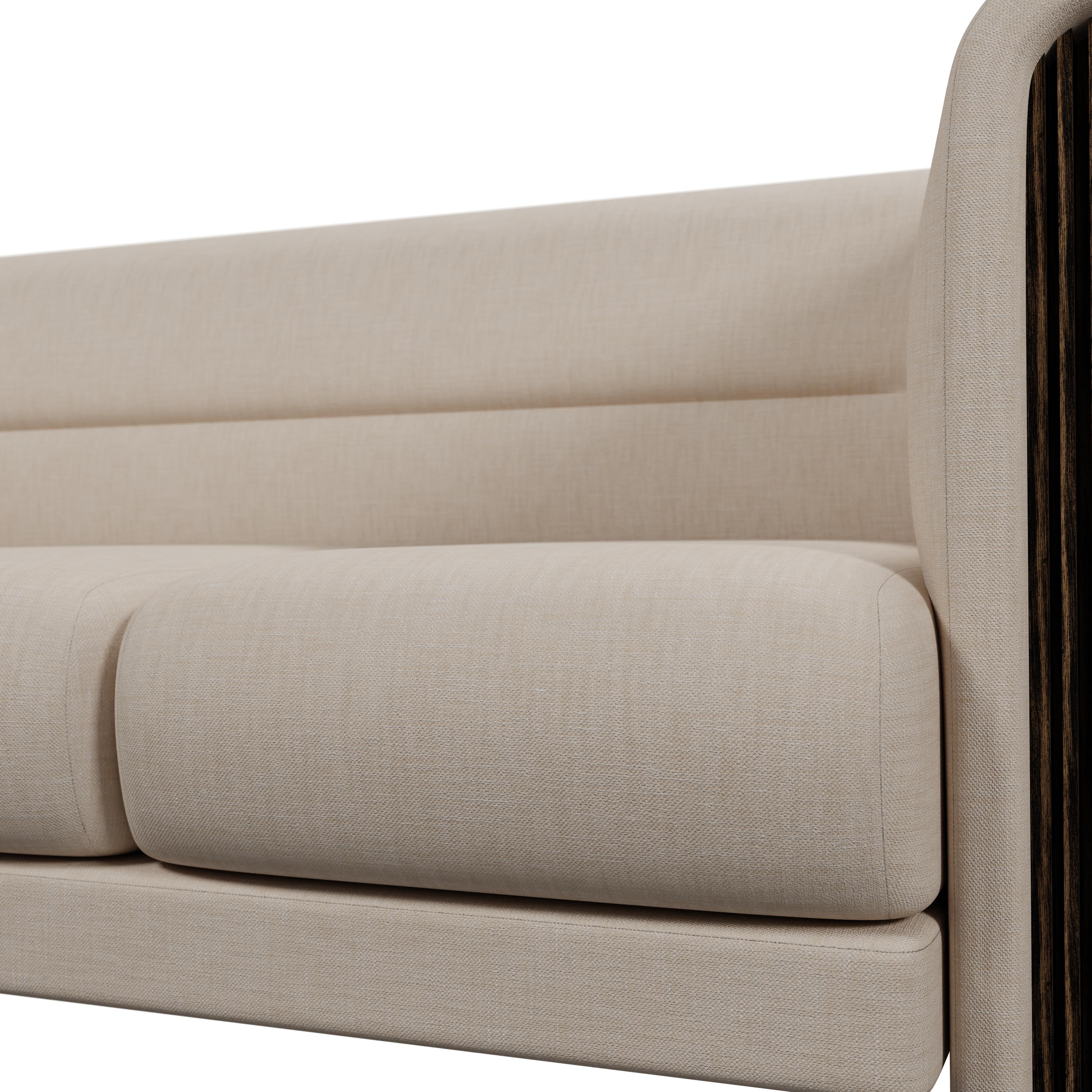 Woodwork Munu three-seater sofa in Blend Clean handcrafted by Murmurio For Sale