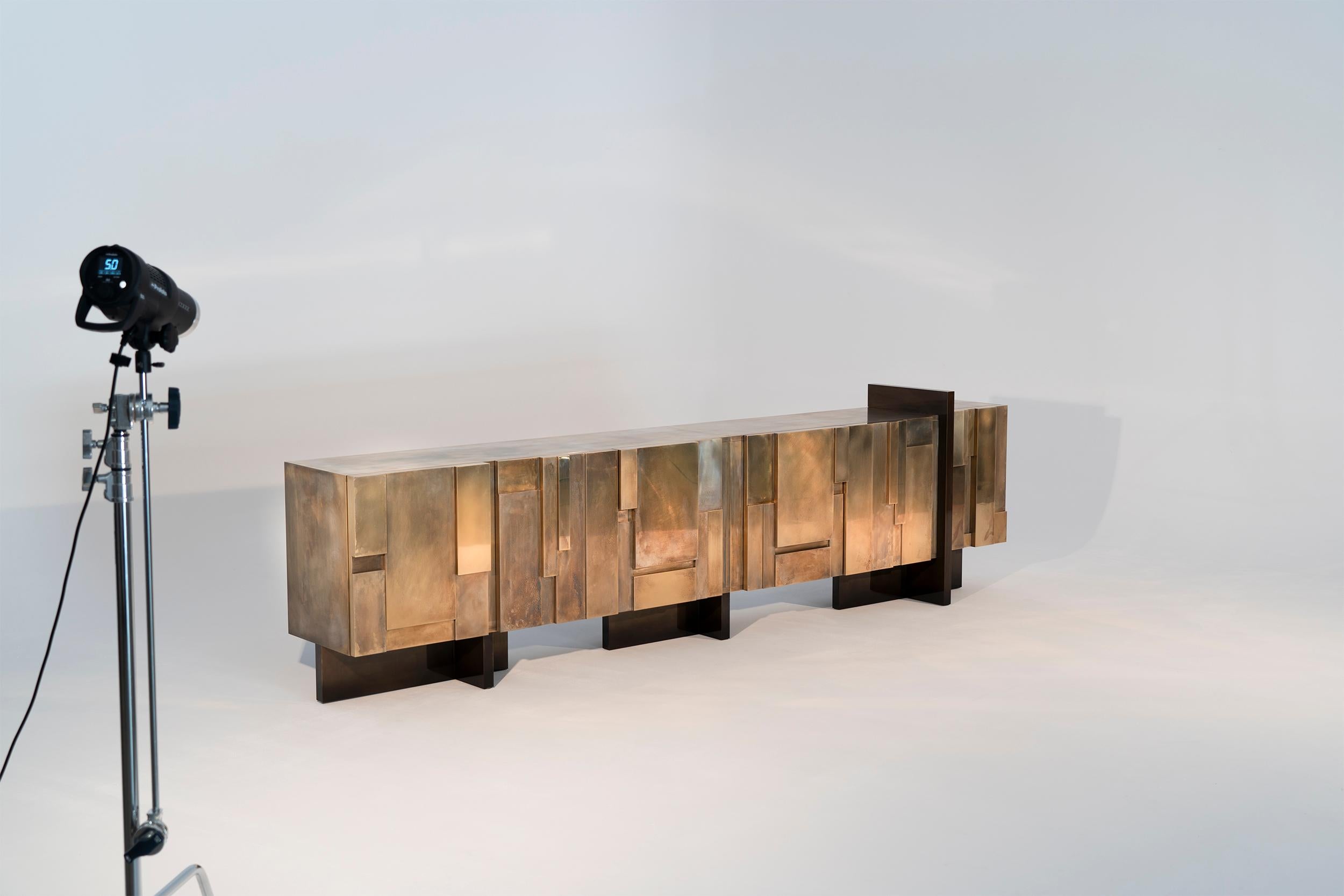 MUR, 21st Century Unique Contemporary Brass Large Freestanding Sideboard For Sale 1